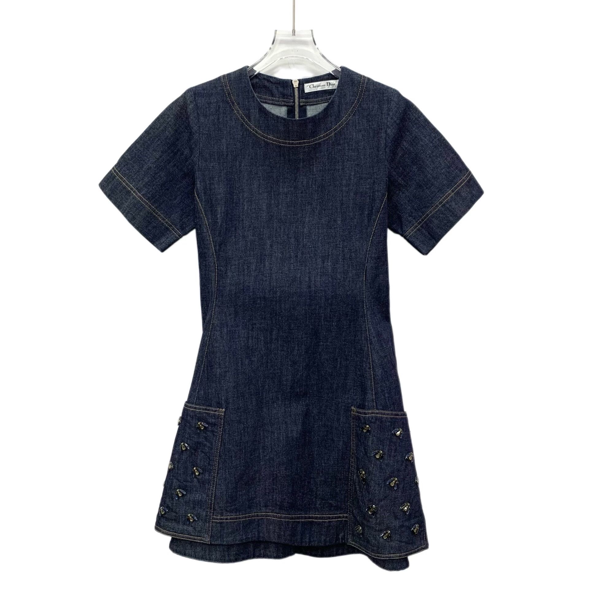 Dior Dior Cotton Embroidered Blue Dress S Women Size S / US 4 / IT 40 - 1 Thumbnail