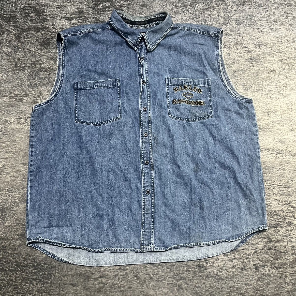 Harley Davidson VINTAGE HARLEY DAVIDSON EMBROIDERED EAGLE BIKE DENIM VEST Size US XXL / EU 58 / 5 - 3 Thumbnail