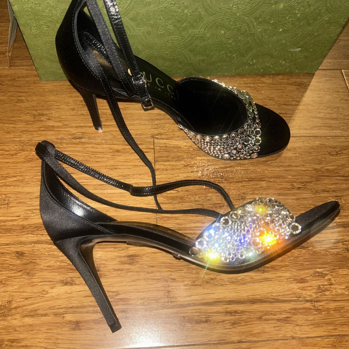 Gucci Gucci GG Crystal Satin Slide Raso Seta Malaga Kid Sandal Size US 6.5 / IT 36.5 - 6 Thumbnail