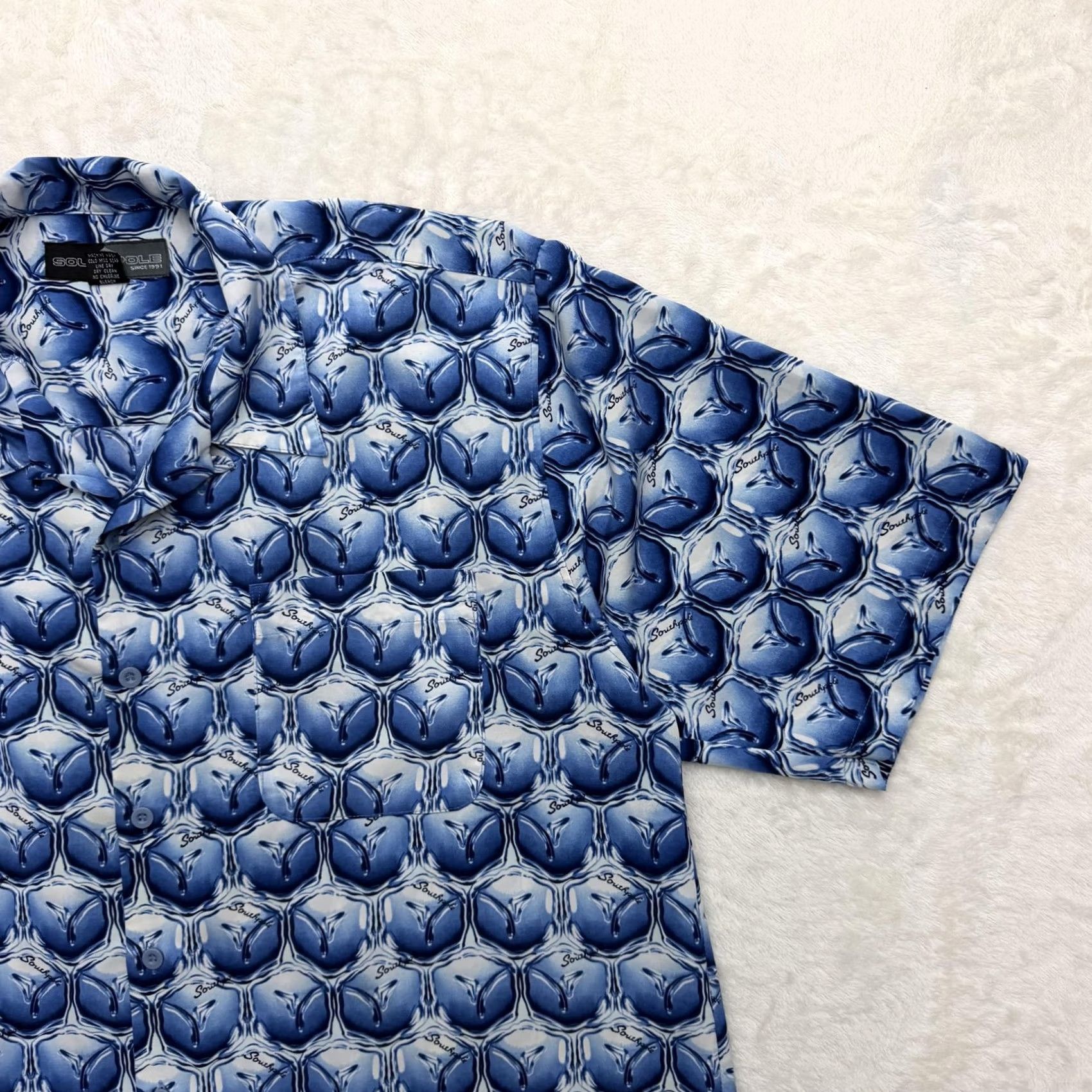 Southpole Southpole Shirt Mens Large Blue Geometric Short Sleeve Button Up Streetwear Size US L / EU 52-54 / 3 - 3 Thumbnail