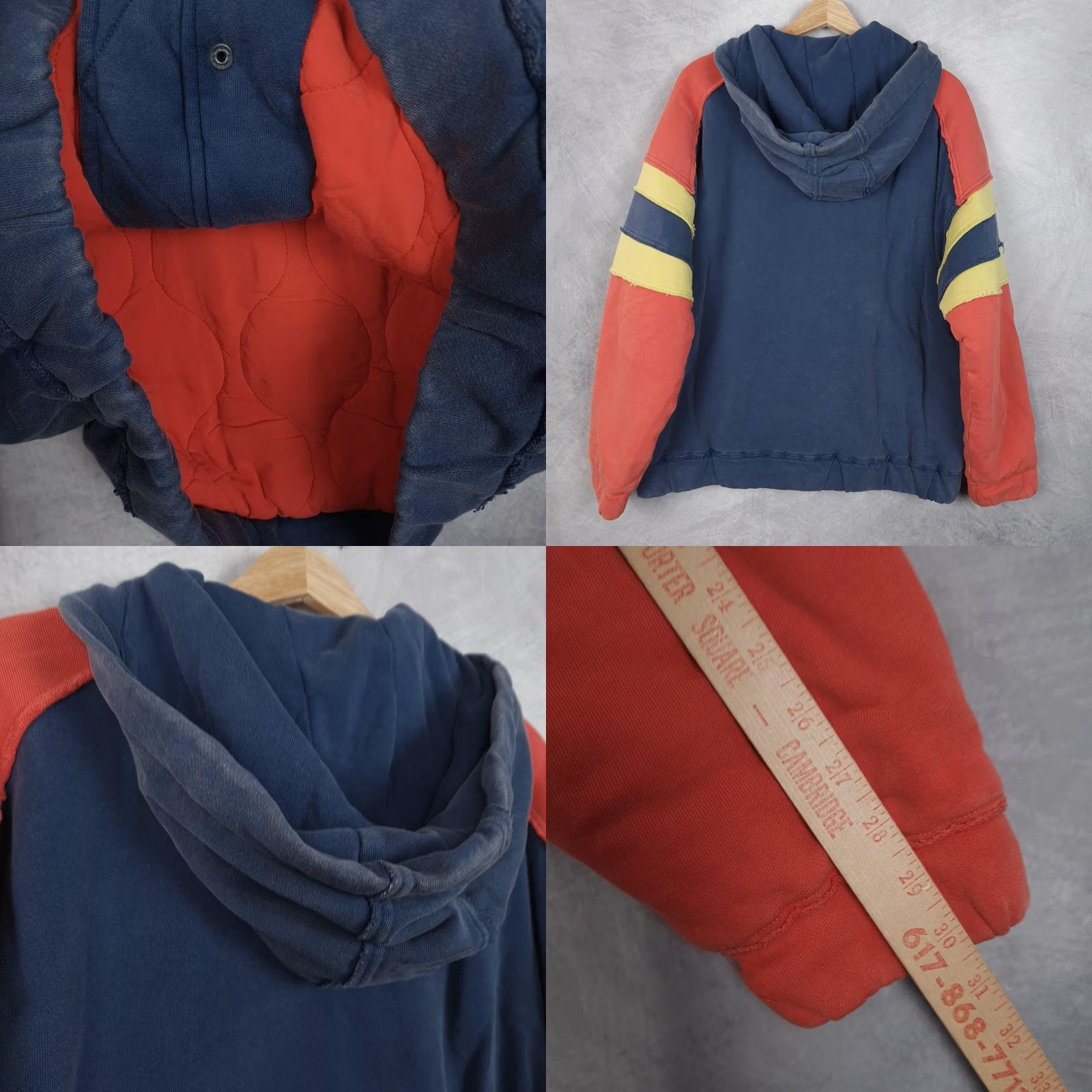 Vintage We The Free Jacket Womens Small Blue Hooded Quilted Varsity Stripe Oversized Size S / US 4 / IT 40 - 9 Thumbnail
