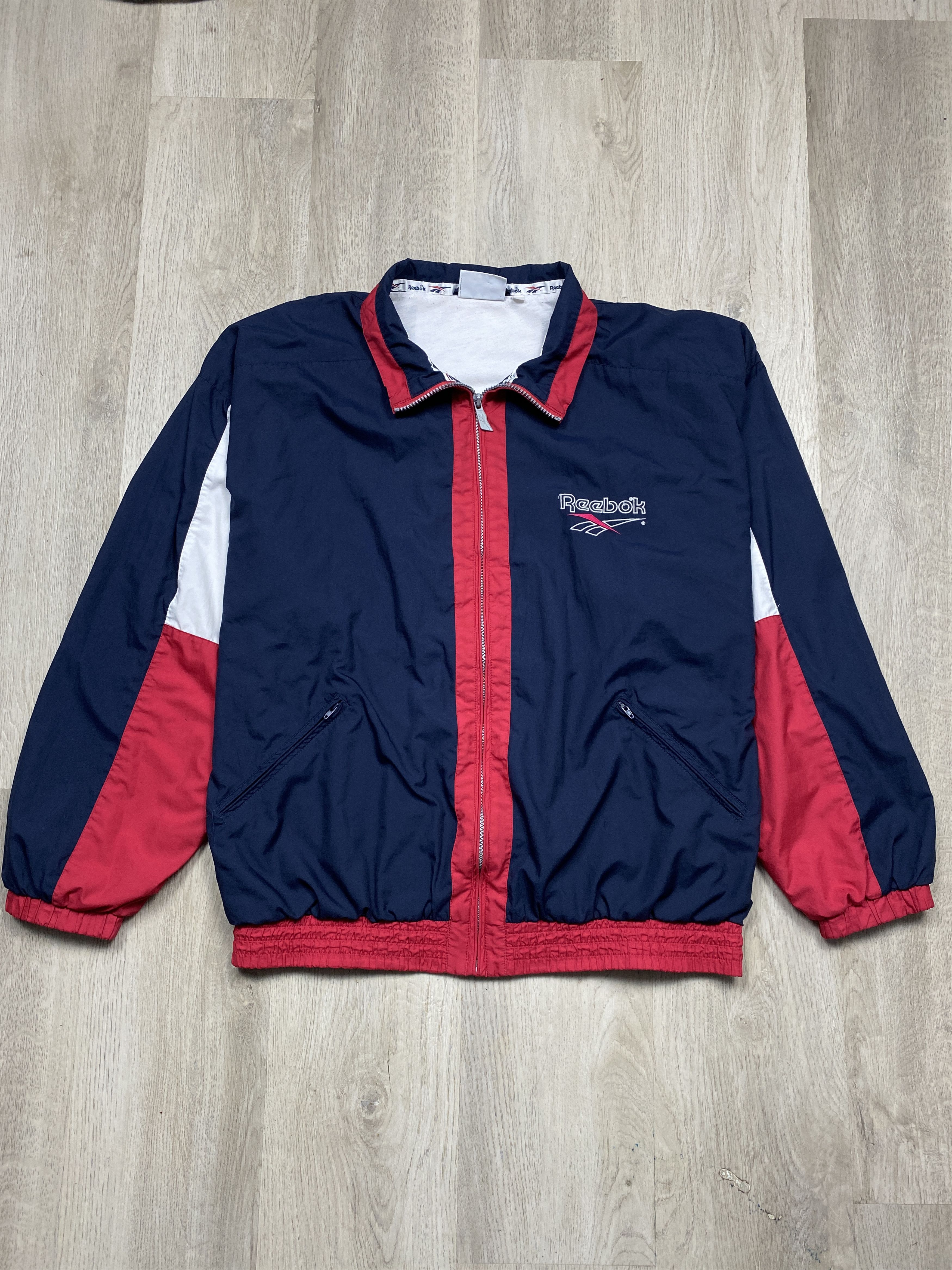 Reebok Reebok Vintage Mens Nylon Track Suit Jacket + Pants Drill Size US 34 / EU 50 - 2 Thumbnail
