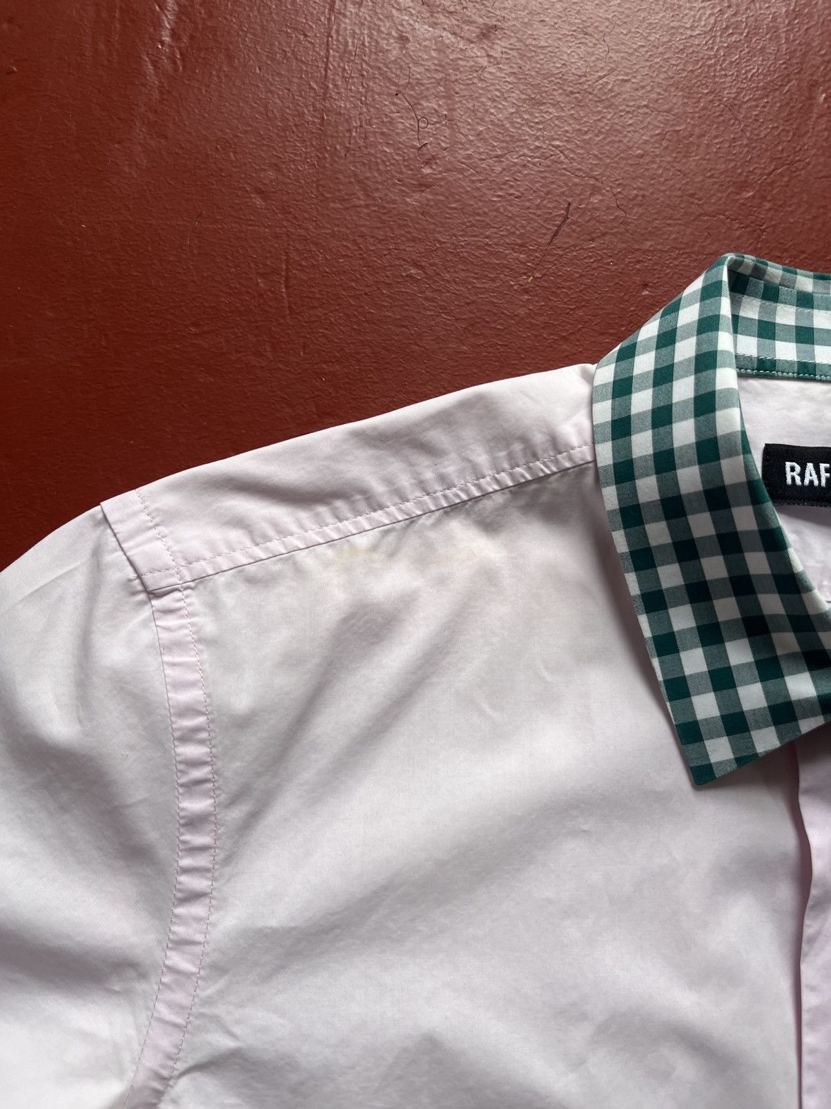Raf Simons RAF Simons Men’s Darted Short Sleeve Pink Shirt With Gingham Size US S / EU 44-46 / 1 - 8 Thumbnail