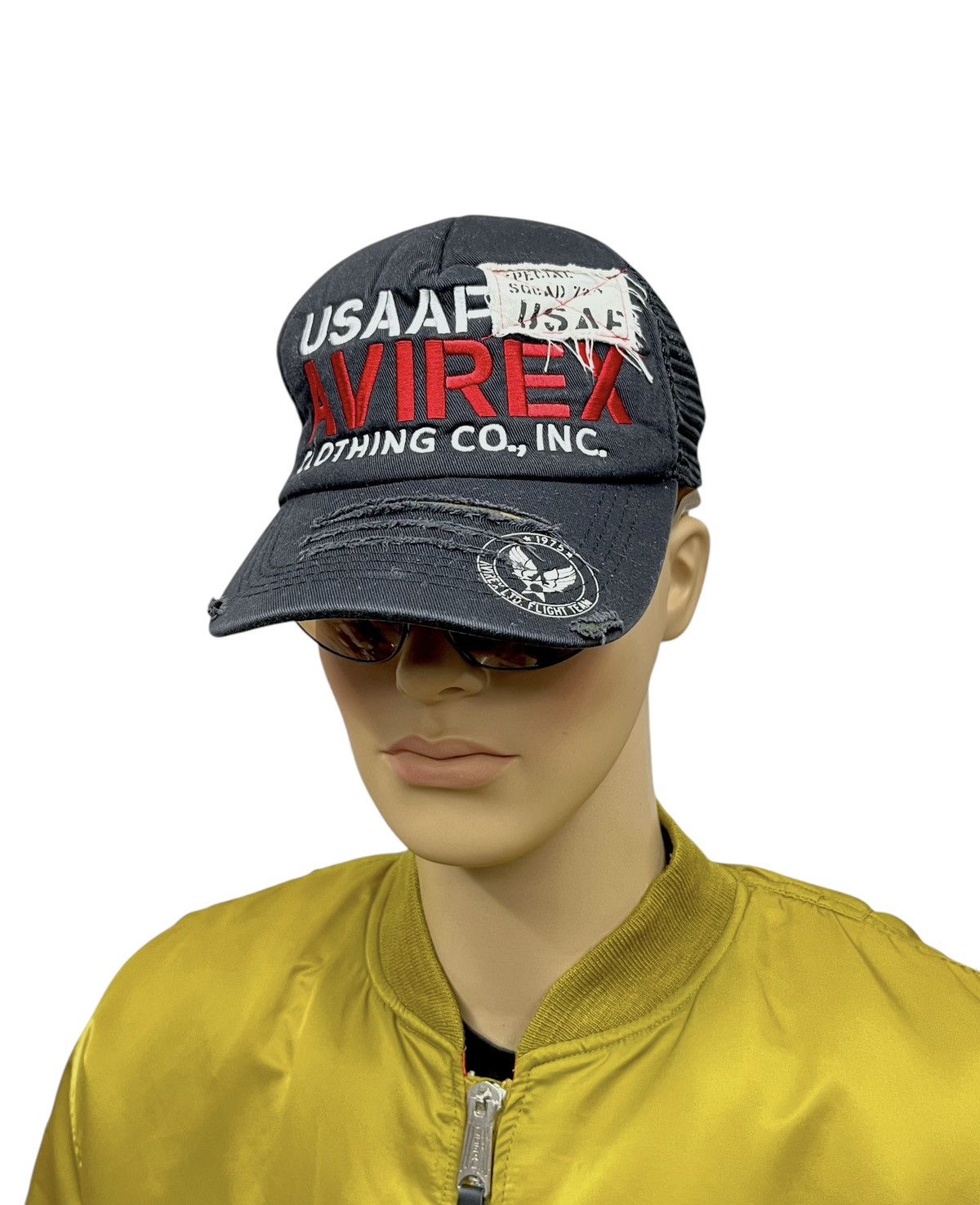 Avirex × Vintage 💥Vintage AVIREX RED SPELLOUT Distressed Trucker Hat Size ONE SIZE - 1 Thumbnail