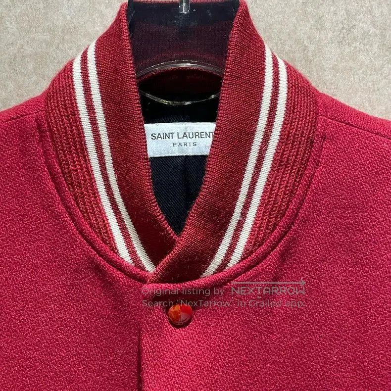 Saint Laurent Paris Saint Laurent Red Varsity Jacket with Leather. Size US XL / EU 56 / 4 - 3 Thumbnail