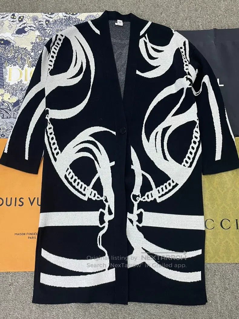Hermes Hermes Black and White Color Block Printed Mid-Length Open Size XXS / US 00 / IT 34 - 1 Thumbnail