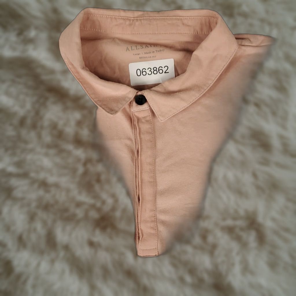 Allsaints AllSaints Polo Shirt Mens L Pink Short Sleeve Button Collar Cotton Regular Size US L / EU 52-54 / 3 - 1 Thumbnail