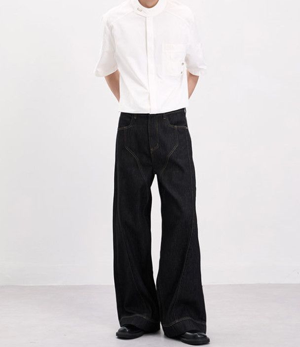 Japanese Brand American-Style High-Street Curved-Panel Denim Jeans Size US 32 / EU 48 - 2 Thumbnail