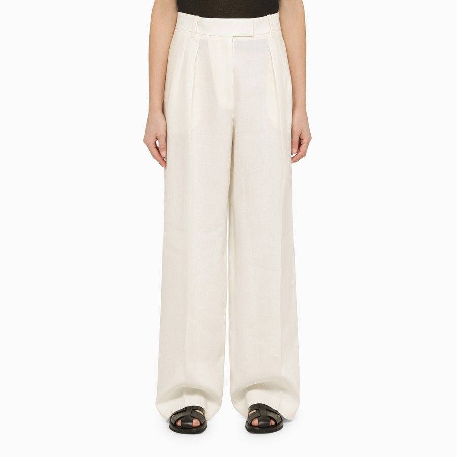 The Row o1d2blof1024 Linen Wide Trouser in White Size 27" / US 4 / IT 40 - 1 Thumbnail