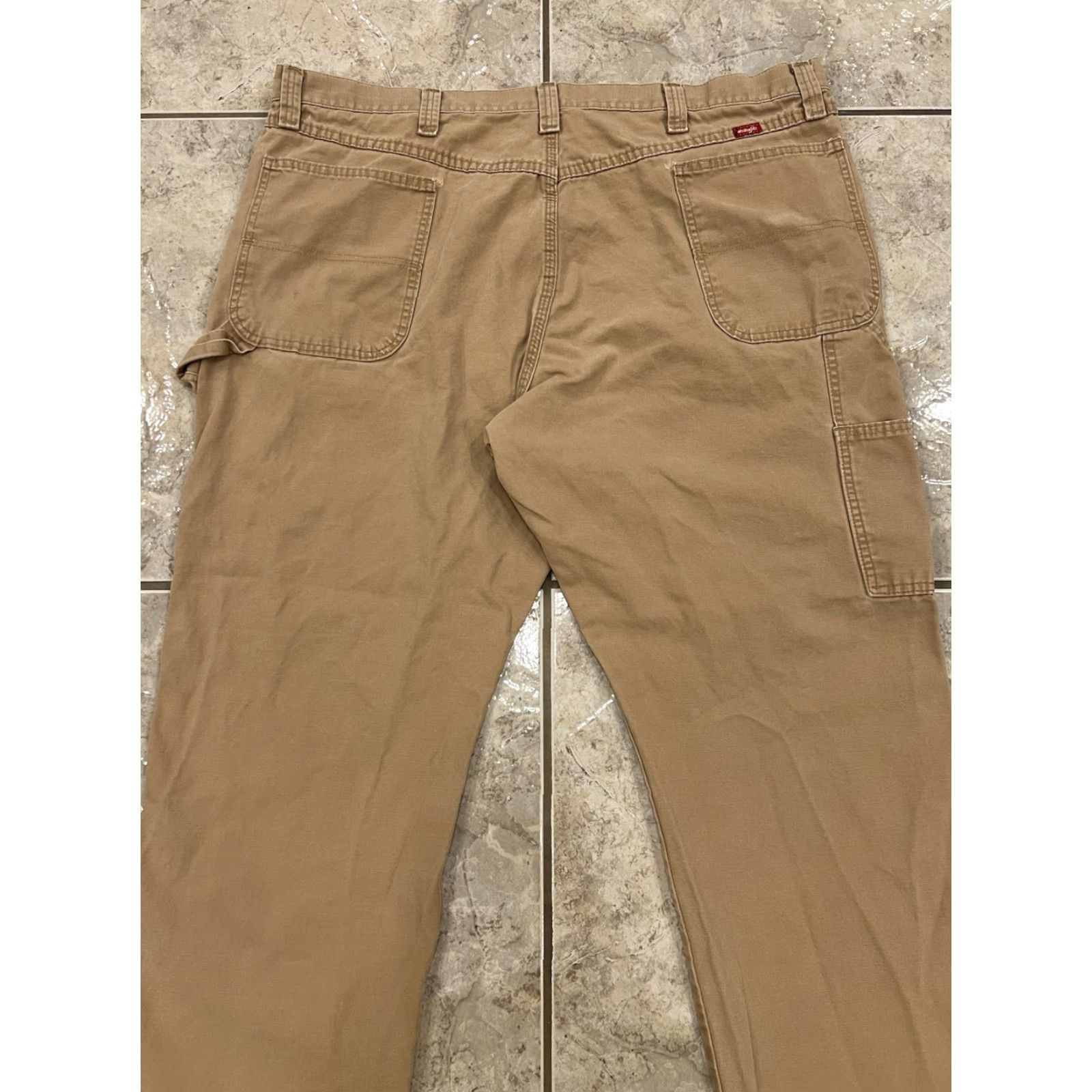 Wrangler VINTAGE Wrangler Khaki Tan Carpenter Jeans Mens 42X30 Relaxed 5-Pocket Denim Workwear Utility Pockets Belt Loops 94LSWAO Size US 42 / EU 58 - 3 Thumbnail