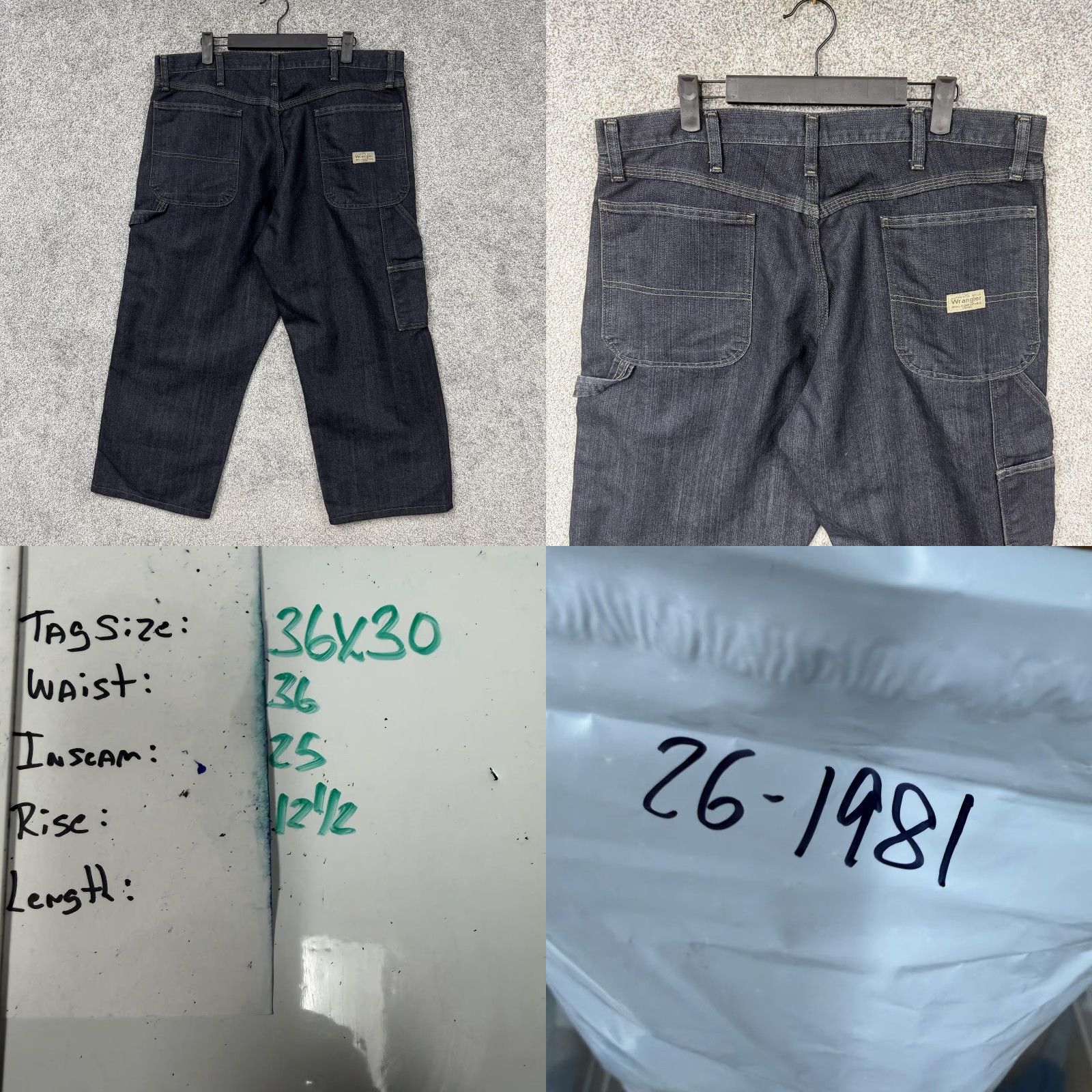 Wrangler Wrangler Carpenter Jeans Mens 36x25 Denim Dark Indigo Jeans Workwear Cargo Pockets Hammer Loop Baggy 90s Grunge Denim Vintage No N/A Size US 36 / EU 52 - 8 Thumbnail