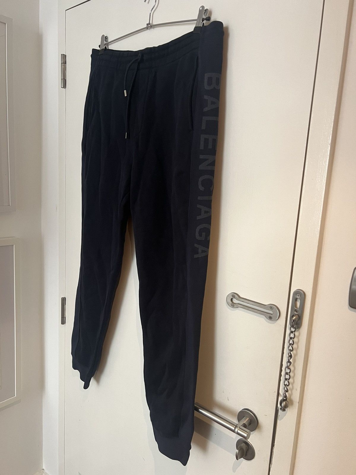 Balenciaga Balenciaga Spellout Side Adjustable Waist Jogger Navy L Size US 39 - 1 Thumbnail