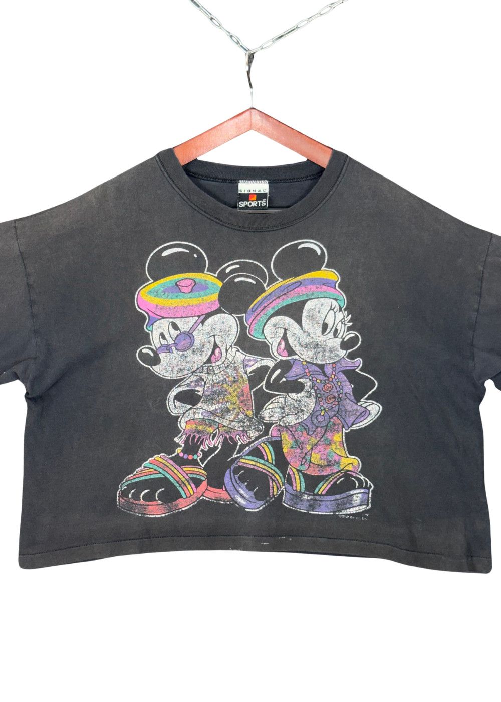 90s Disney Mickey Minnie Signal Sports Boxy Cropped Fade image 5
