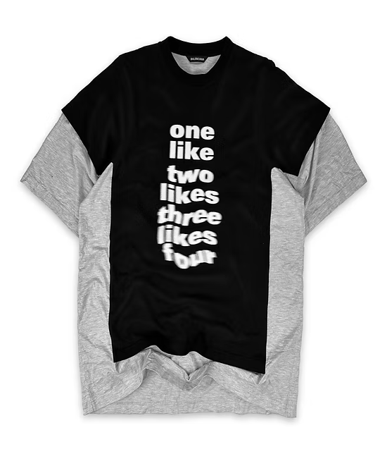Balenciaga SS20 "One like, two likes" Double Layered Slogan T - Shirt Size US L / EU 52-54 / 3 - 7 Thumbnail