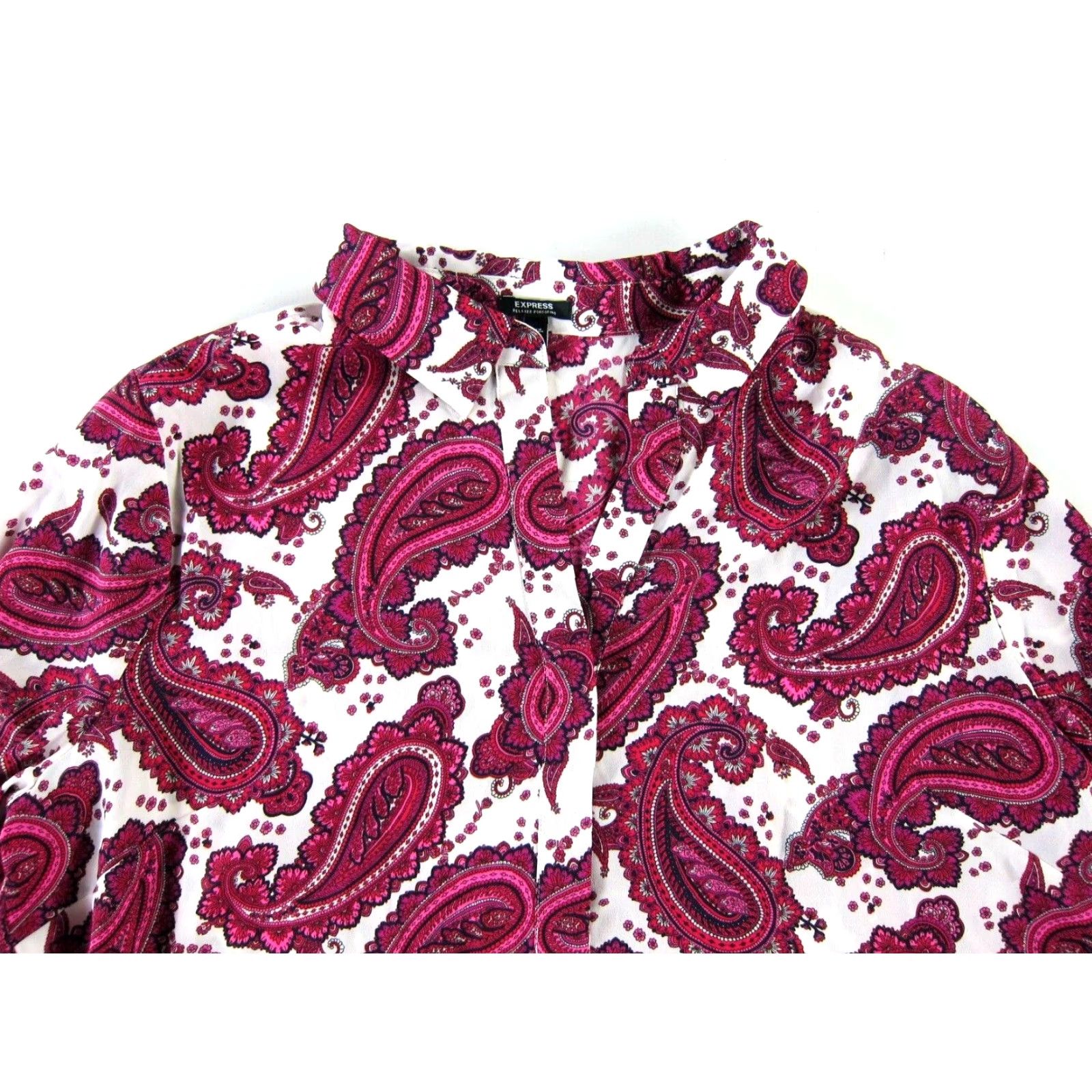 Express NWT EXPRESS Pink White Black Paisley Floral V-Neck Collar Long Sleeve Blouse L Size L / US 10 / IT 46 - 4 Thumbnail