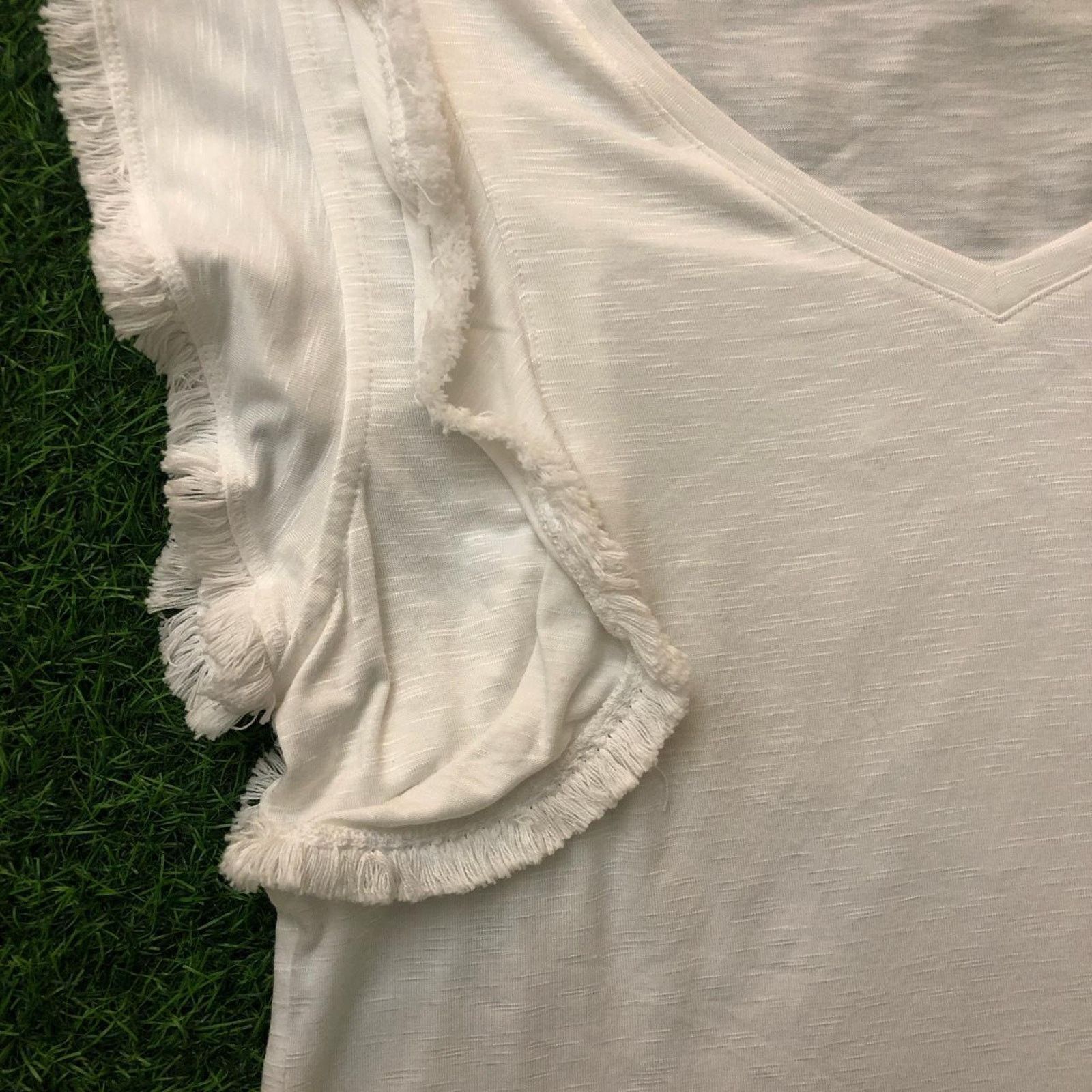 Other Women's Cream Ruffled Sleeve Stella + Ginger Tee Size L / US 10 / IT 46 - 3 Thumbnail