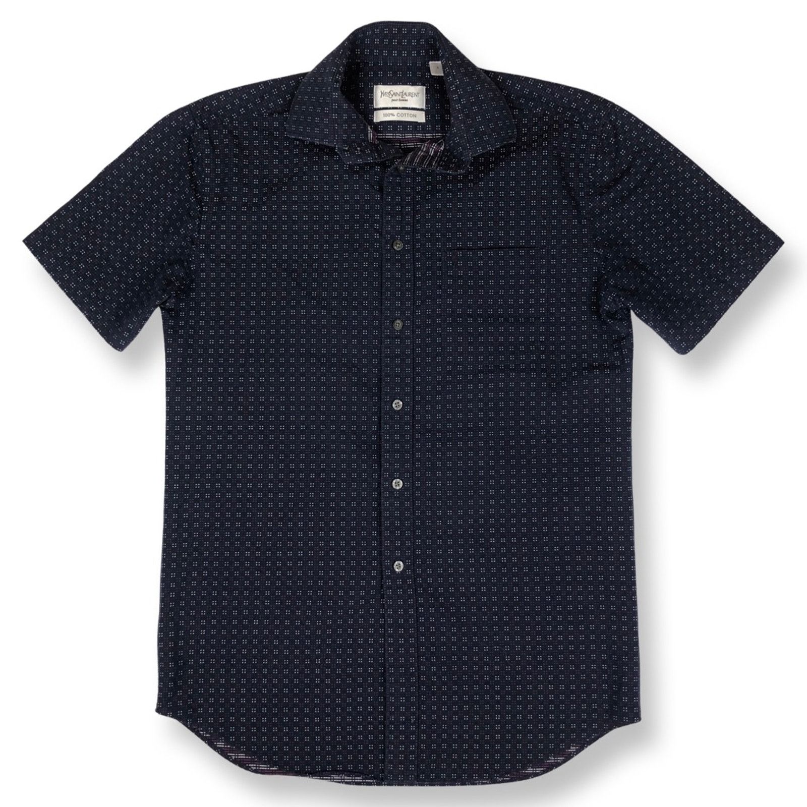 Vintage × Yves Saint Laurent Yves Saint Laurent YSL Logo Navy Shirt Size US S / EU 44-46 / 1 - 5 Thumbnail