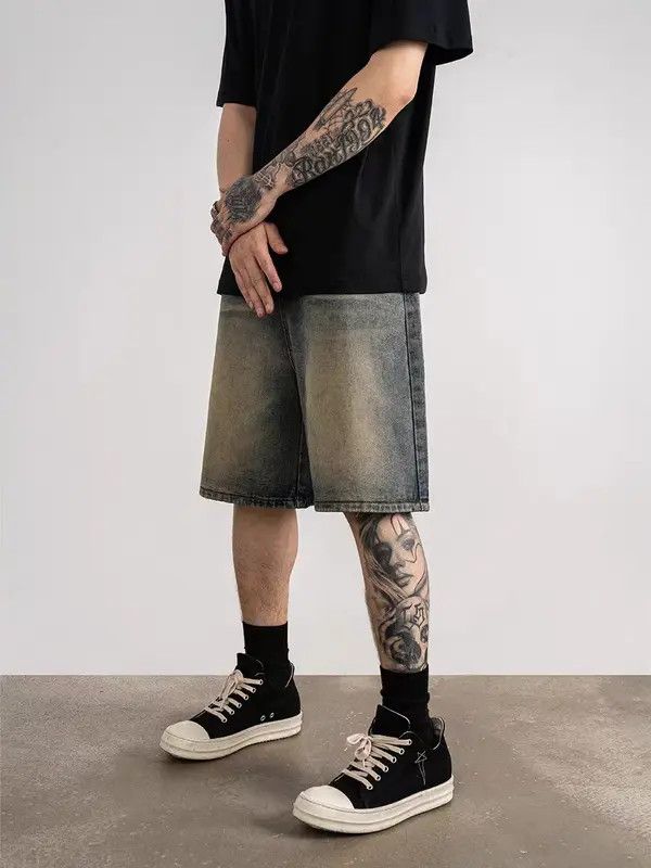 Japanese Brand VIBE Retro mud dyed yellowed high street denim shorts Size US 30 / EU 46 - 3 Thumbnail