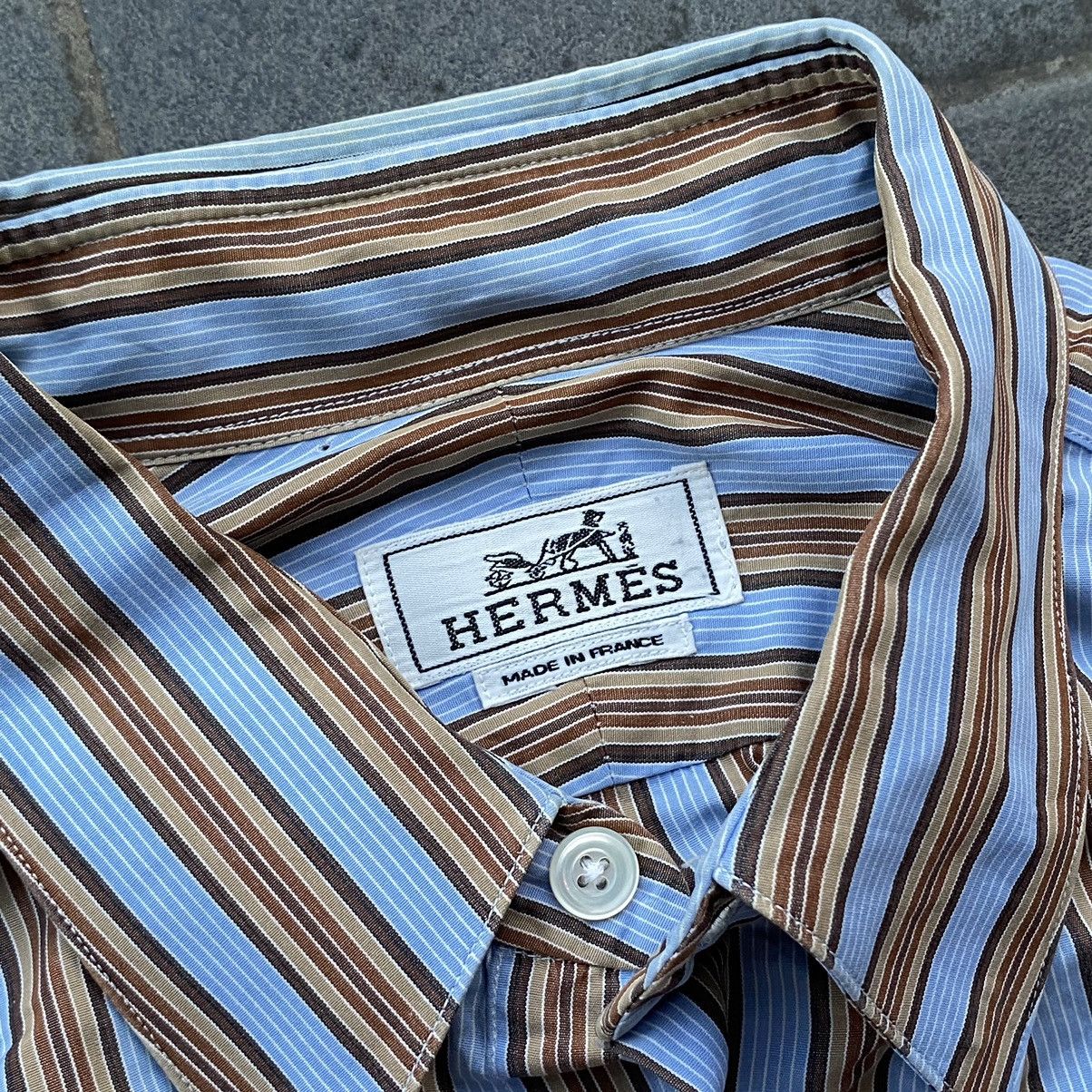 Hermes 90s Vintage Hermes Paris Striped Button Down Striped Shirt Size US M / EU 48-50 / 2 - 8 Thumbnail
