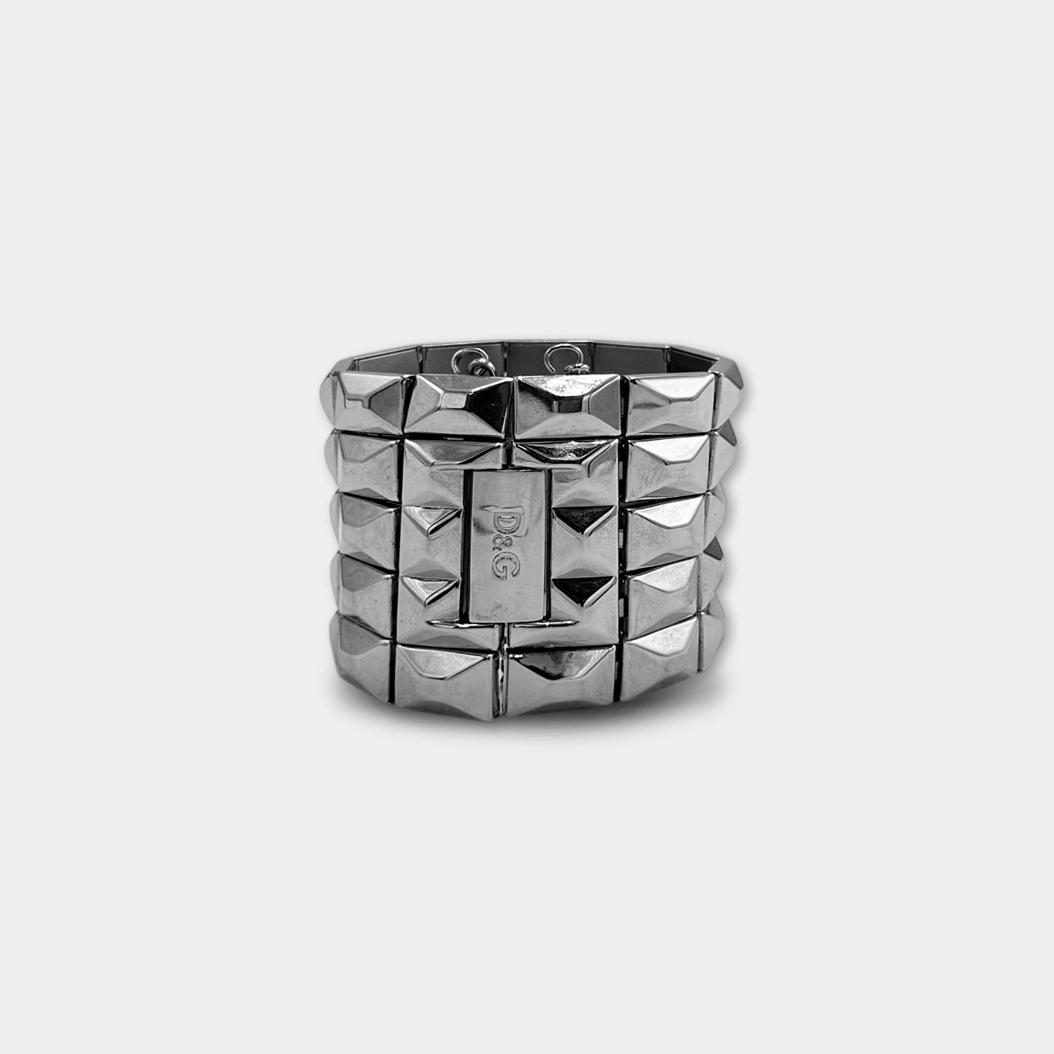 Dolce & Gabbana Dolce & Gabbana Stainless Steel Wide Faceted Link Cuff Brace Size ONE SIZE - 4 Thumbnail