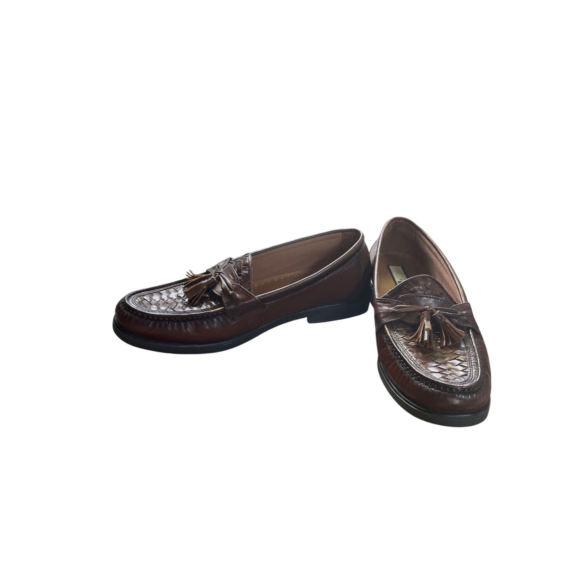 Designer French Shriner Mens Brown Leather Tassel Loafers Size 8.5M S Size US 8.5 / EU 41-42 - 2 Thumbnail
