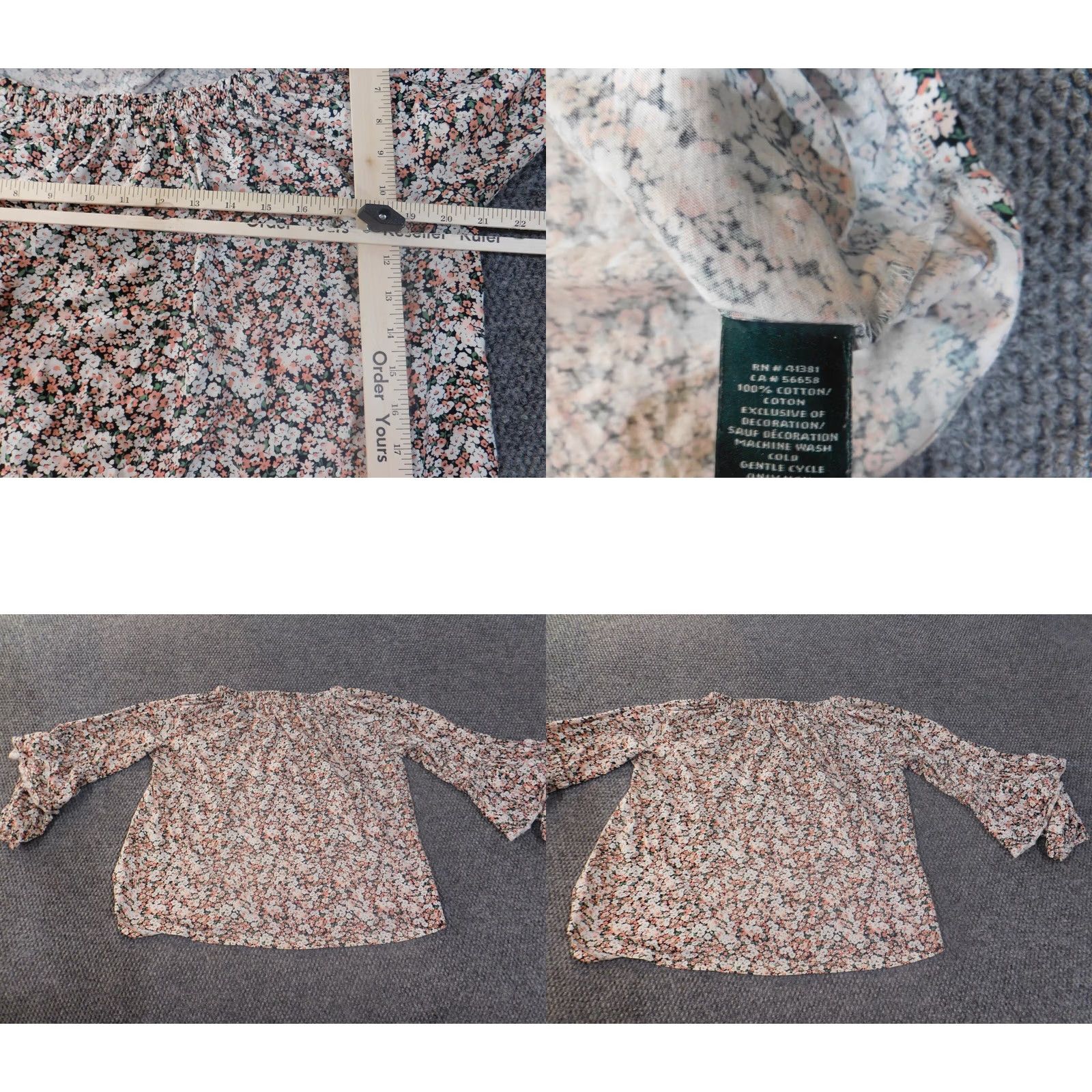 Ralph Lauren Lauren Ralph Lauren Blouse Shirt Women L Pink Floral Knit Cotton Bell Sleeve Crew Neck Zipper All Seasons Size L / US 10 / IT 46 - 8 Thumbnail