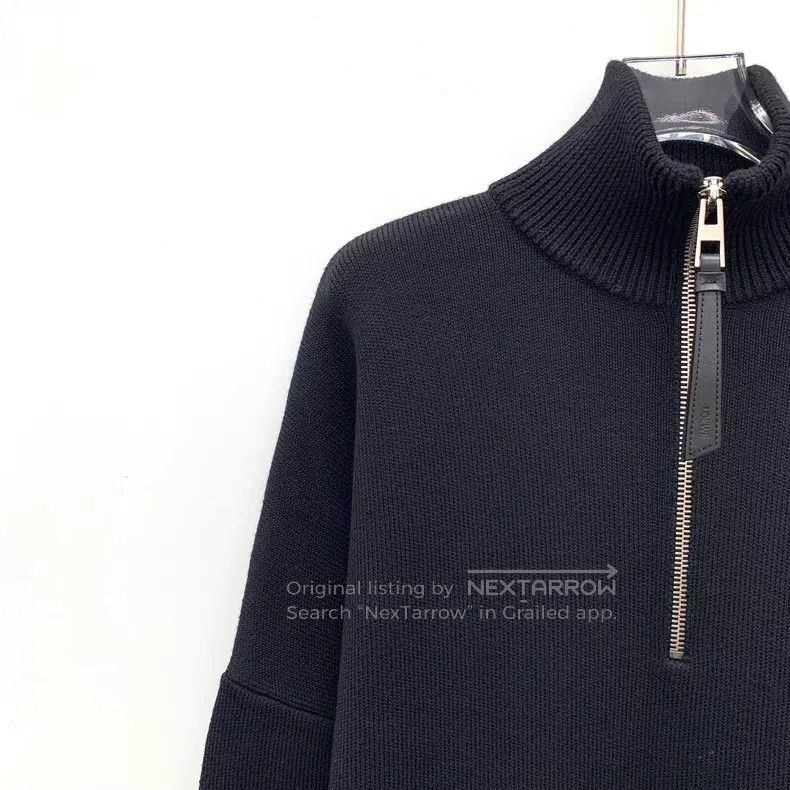 Loewe Loewe Black logo embedded floral wool semi-zip long-sleeve Size XS / US 0-2 / IT 36-38 - 3 Thumbnail