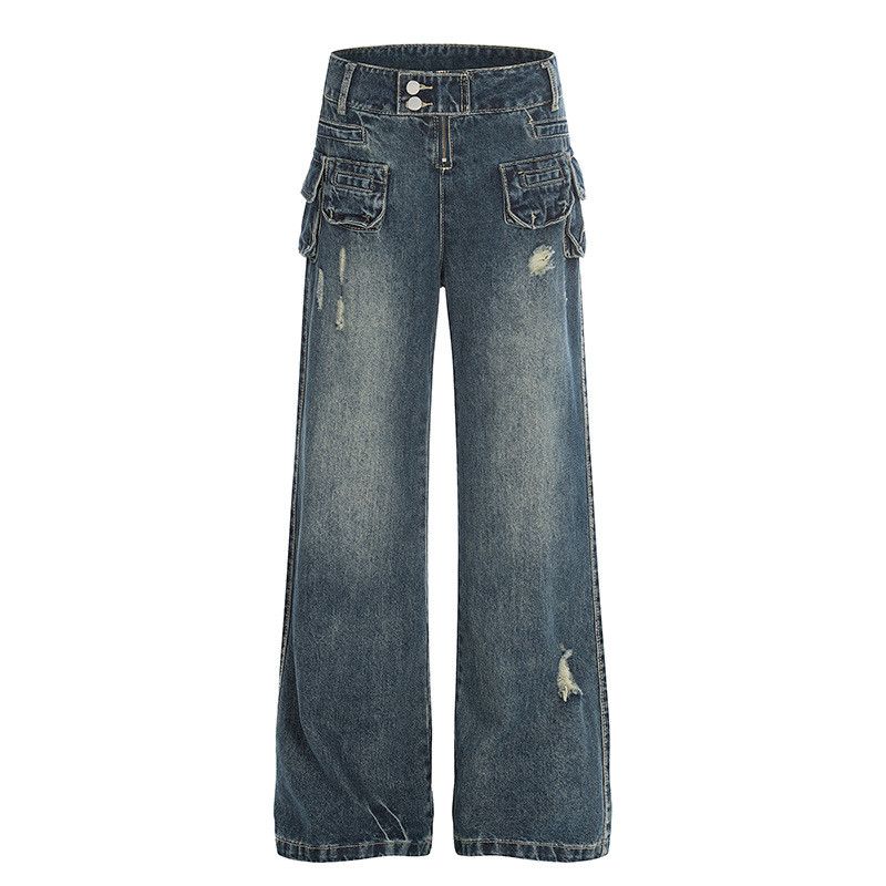 Vintage American Style Washed Distressed and Ripped Cargo Jeans Size US 32 / EU 48 - 1 Thumbnail