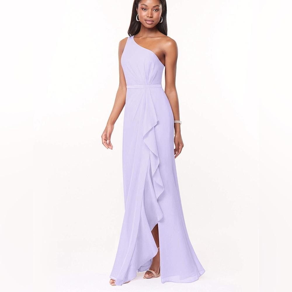 Designer Azazie l Mermaid One Shoulder Chiffon Bridesmaid Gown A8 Size M / US 6-8 / IT 42-44 - 1 Thumbnail