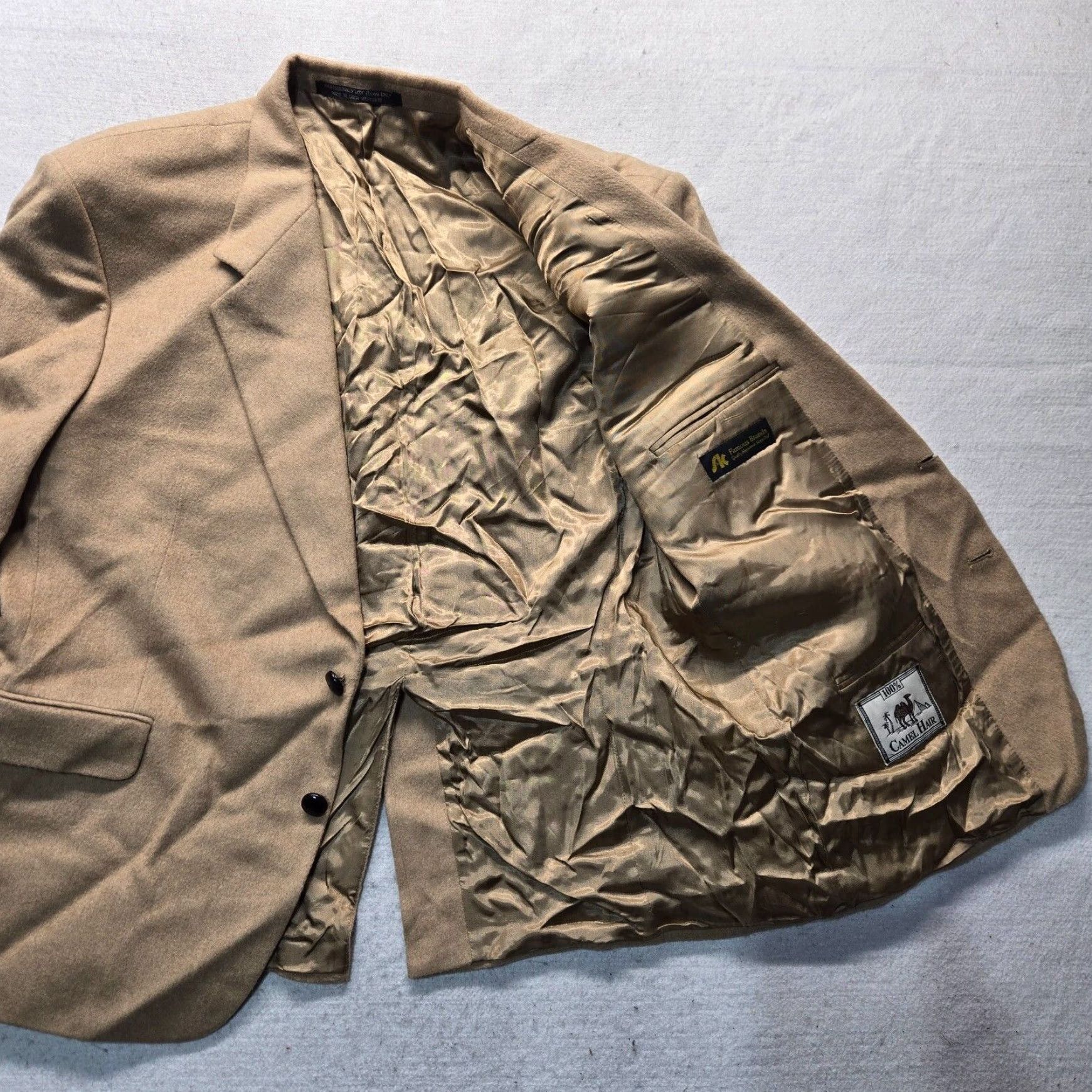 Camel Famous Brands Luxe Camel Hair Blazer Tan Adult Men's 44R Business Formal Classic Size 44R - 4 Thumbnail