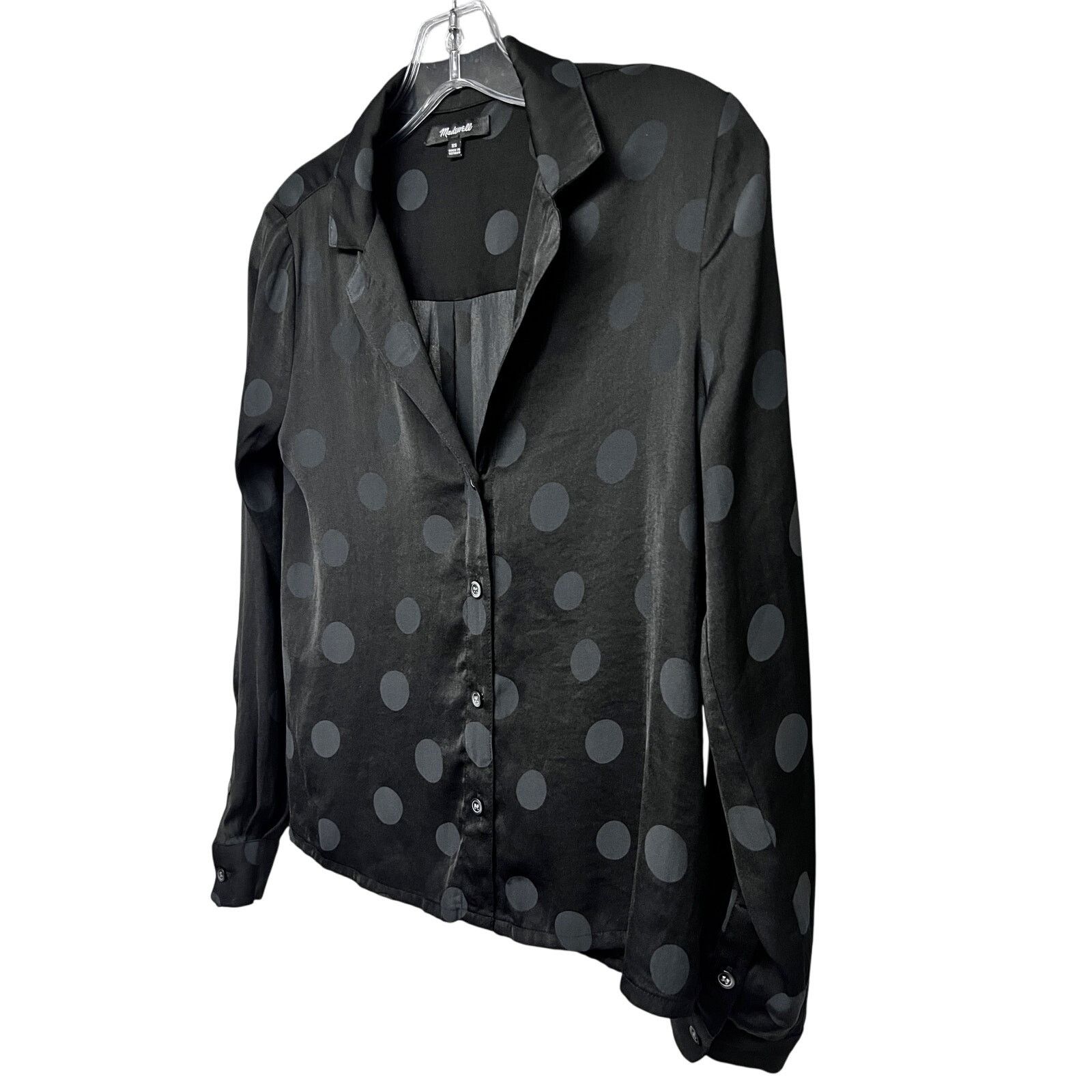 Madewell Madewell Jacquard Dot Black Button Up Shirt Top XS Size XS / US 0-2 / IT 36-38 - 6 Thumbnail