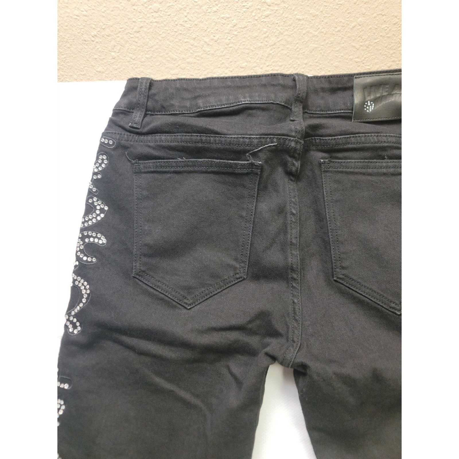 Other Live And Maintain Women Rhinestone Dark Straight Jeans 32 Size 32" / US 10 / IT 46 - 7 Thumbnail