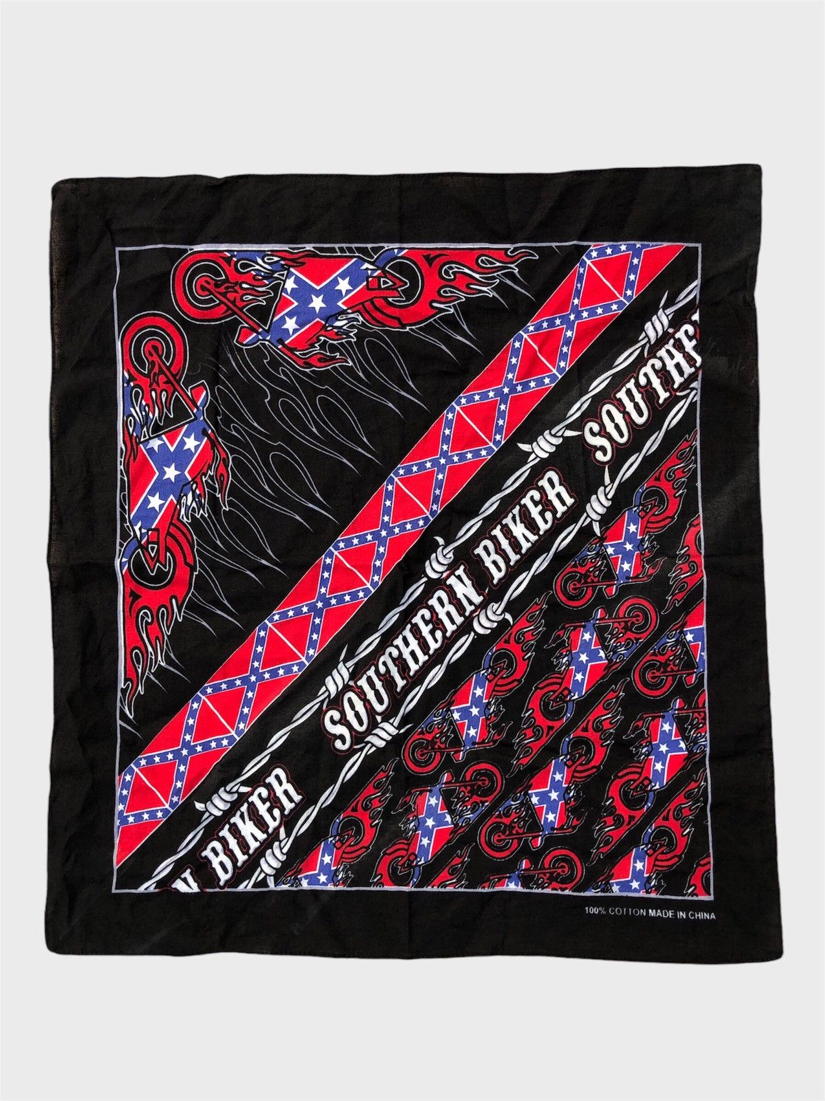 Vintage Southern Biker Rebel Flag Skull Bandana / Scarve / Scarf Size ONE SIZE - 1 Thumbnail