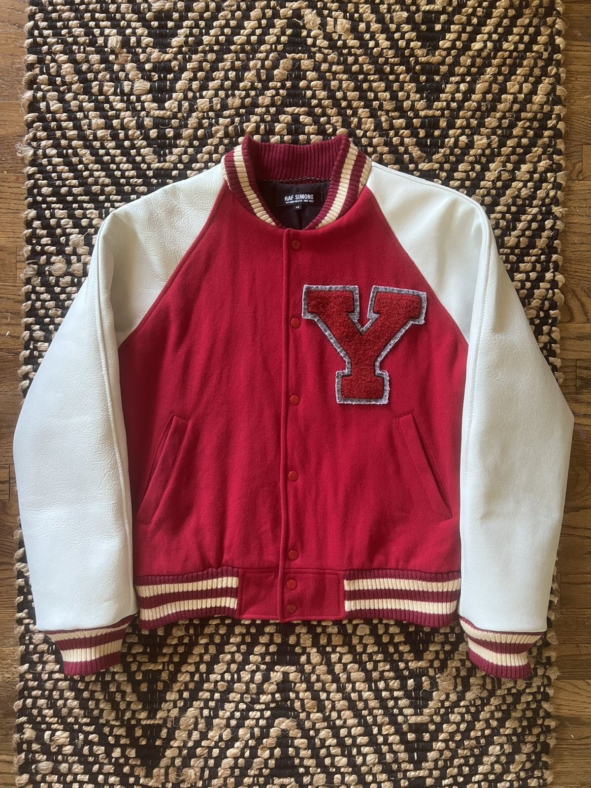 Raf Simons Raf Simons AW02 “Virginia Creeper” Red/White Varsity Jacket Size US S / EU 44-46 / 1 - 1 Thumbnail