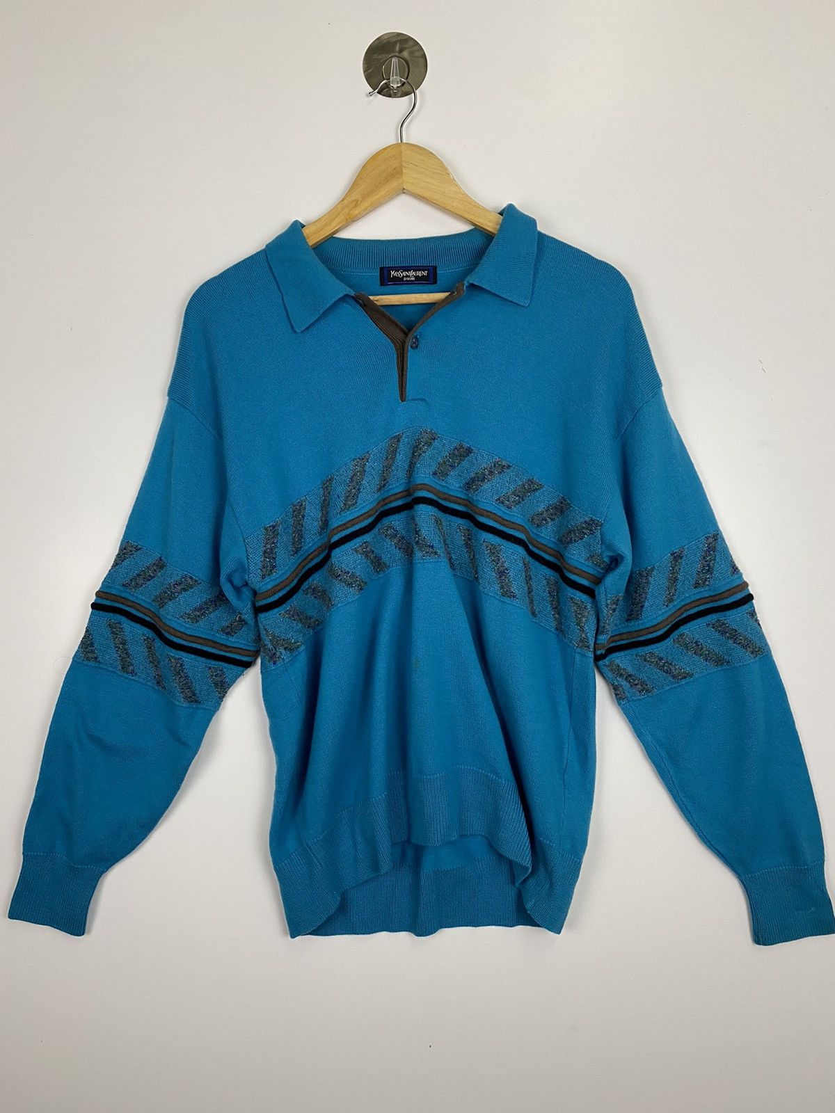 Yves Saint Laurent Vintage Yves Saint Laurent Wool Knitwear Polo Size US M / EU 48-50 / 2 - 1 Thumbnail