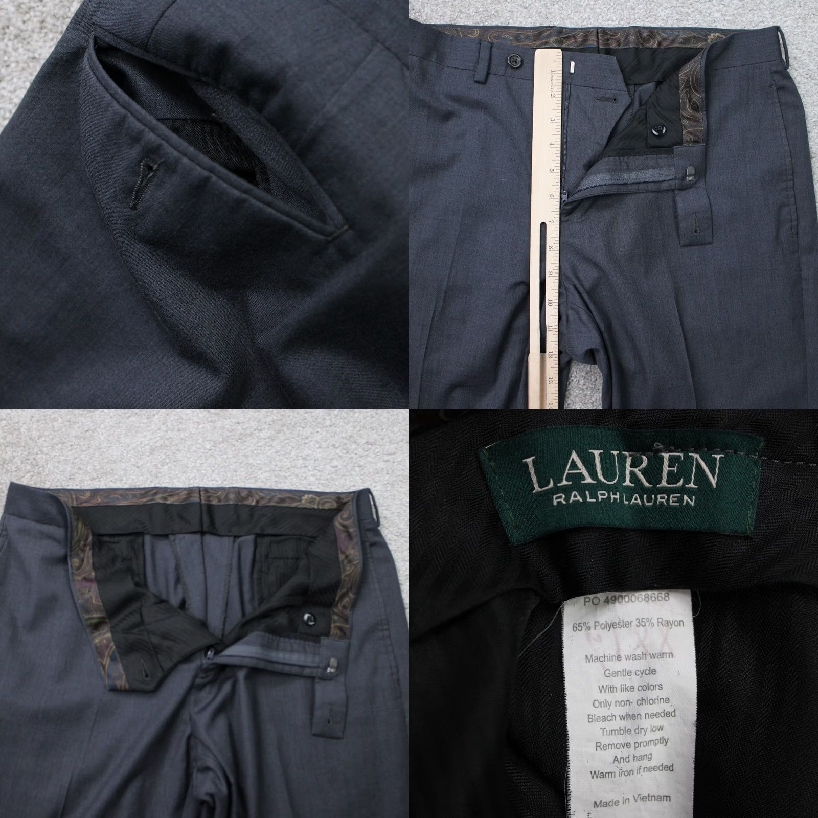 Ralph Lauren LAUREN Ralph Lauren Pants Mens 34x30 Gray Flat Front Polyester/Rayon Straight Dress Pants Mens Regular Utility/Workwear Size US 34 / EU 50 - 8 Thumbnail