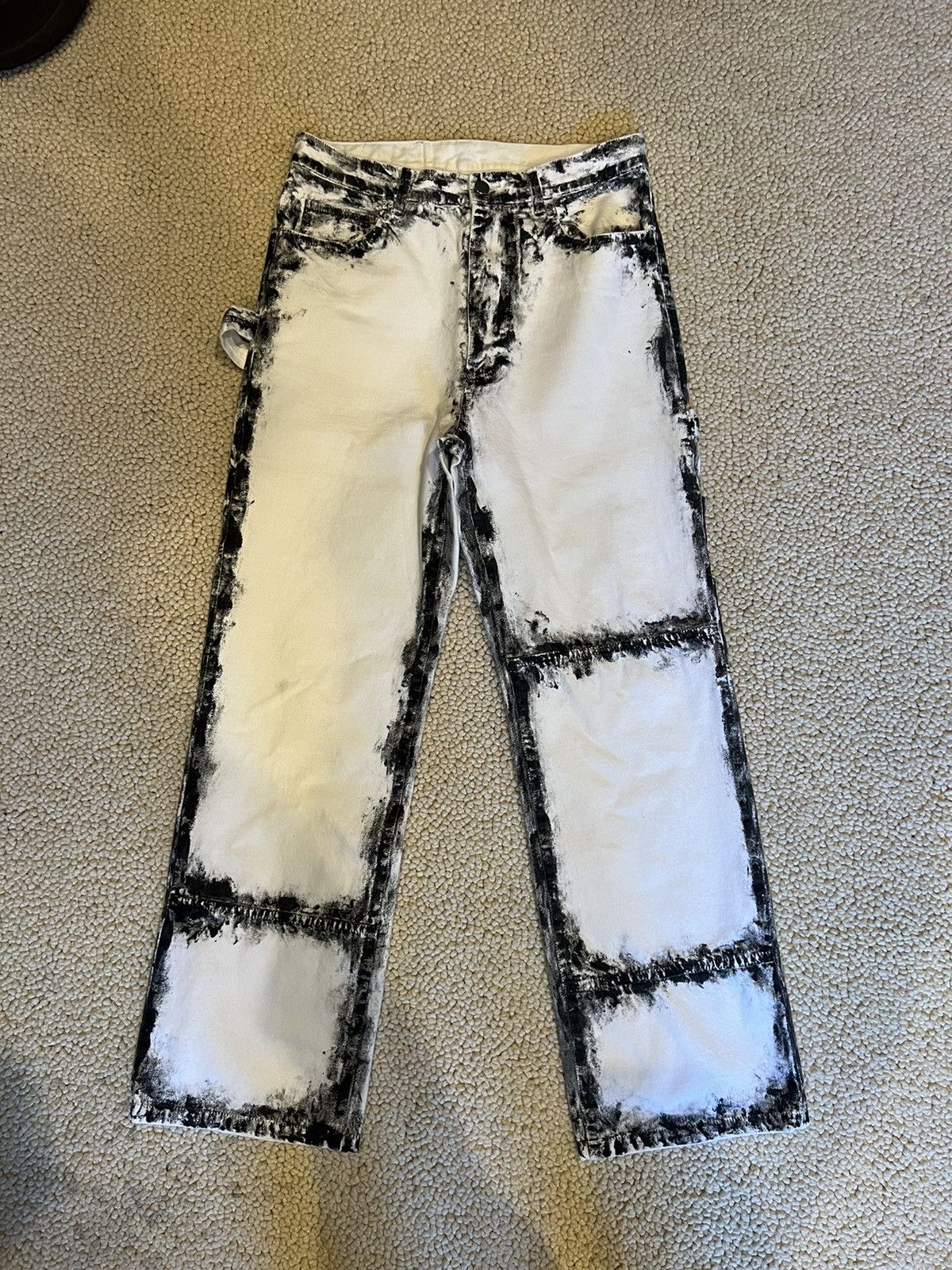 image of Yuki Hashimoto Charcoal Paint Painter Pants（White-B）, Men's (Size 31)