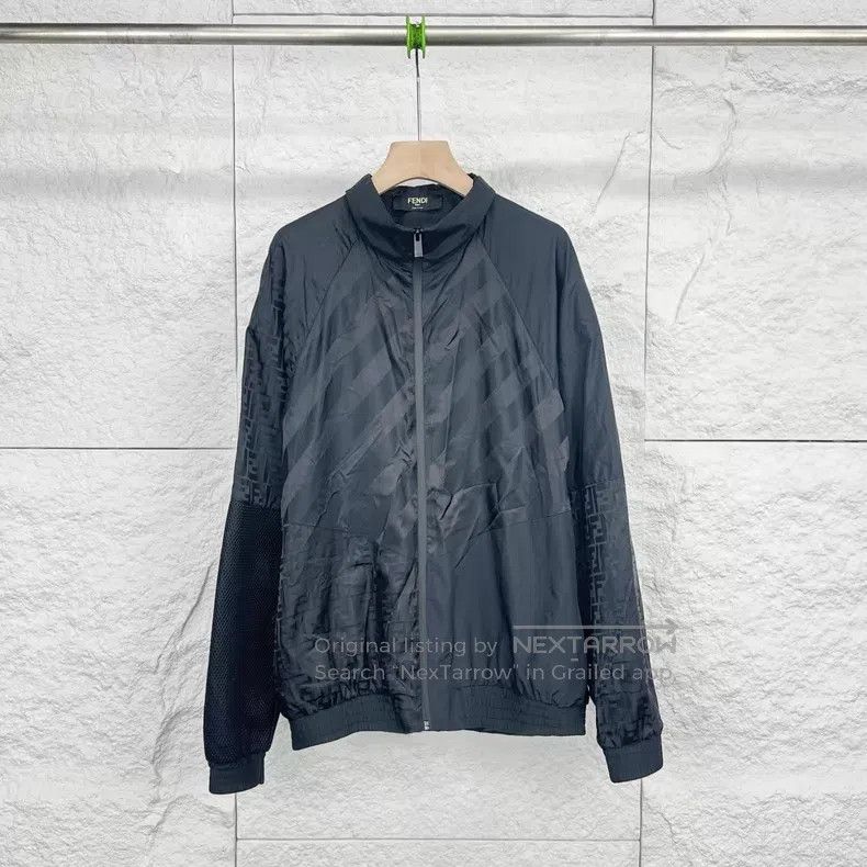 Fendi Fendi Black Back Mesh Full Print Logo Long Sleeve Jacket Size US M / EU 48-50 / 2 - 1 Thumbnail