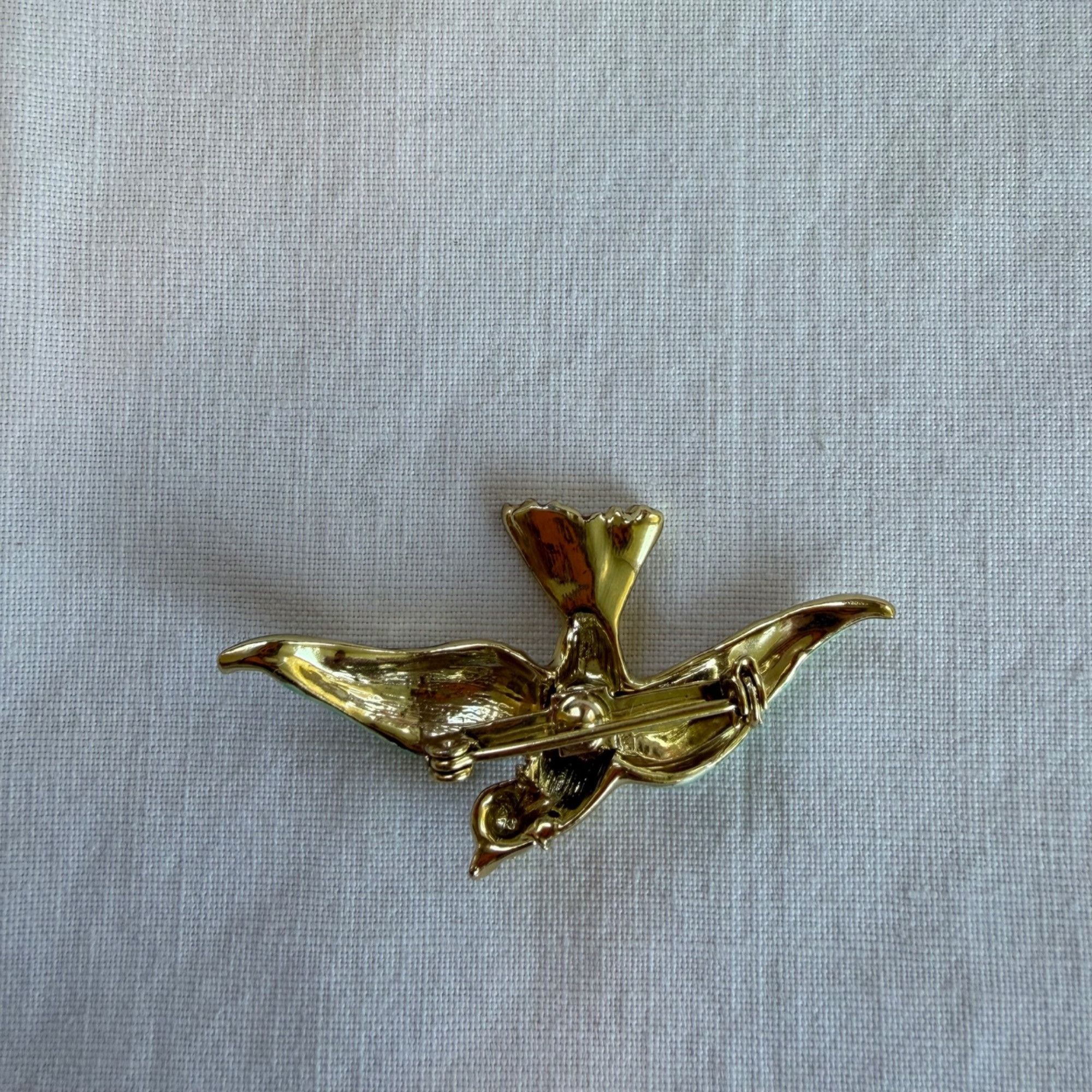 Vintage Vintage Swallow In Flight Gold Tone With Enamel Rhinestone F Size ONE SIZE - 6 Thumbnail
