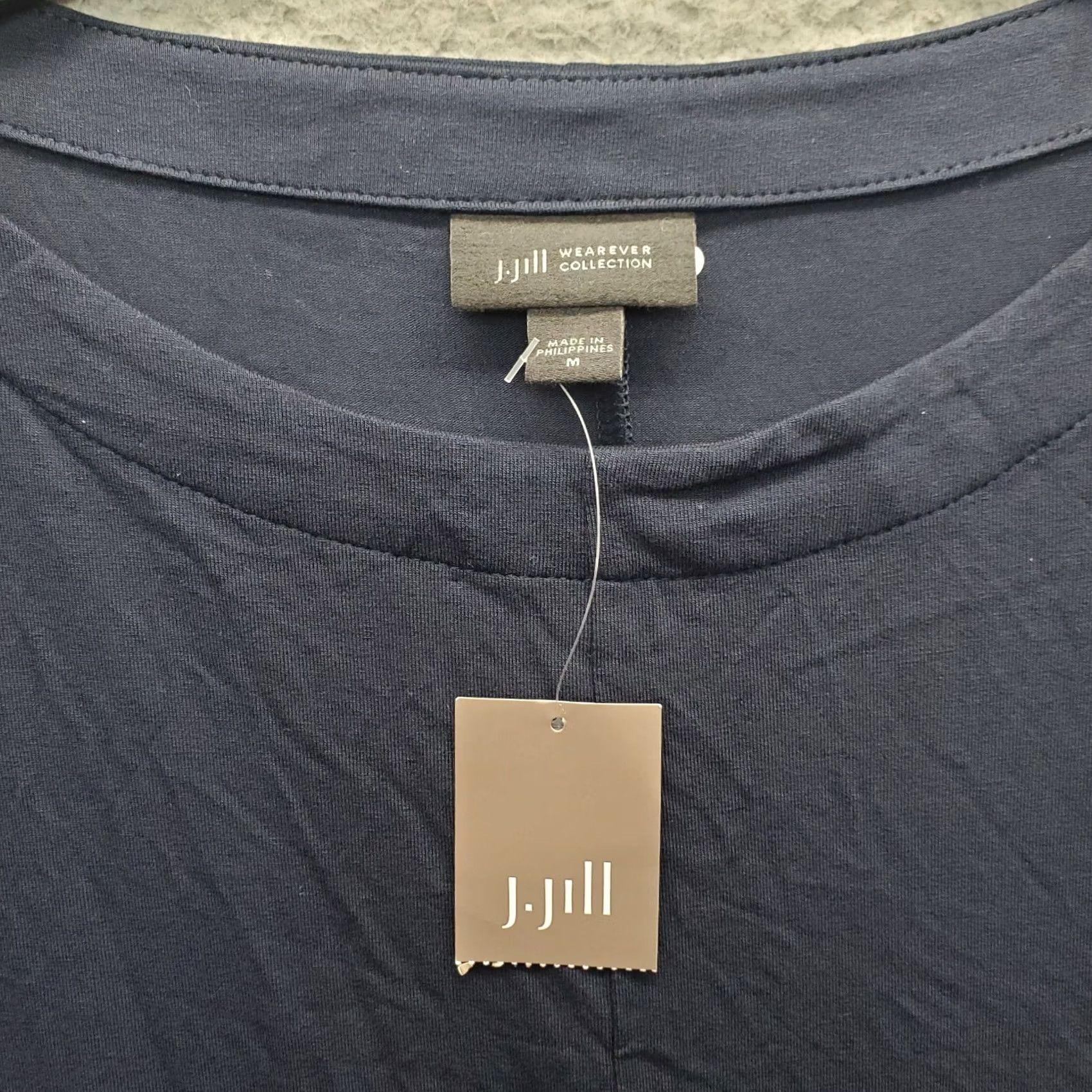 J. Jill J. Jill Tunic Top Womens Navy Rayon Relaxed Fit Round Neck Pullover Size M / US 6-8 / IT 42-44 - 5 Thumbnail