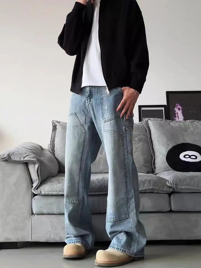 Designer × Japanese Brand Washed baggy wide leg distressed jeans Size US 32 / EU 48 - 1 Thumbnail