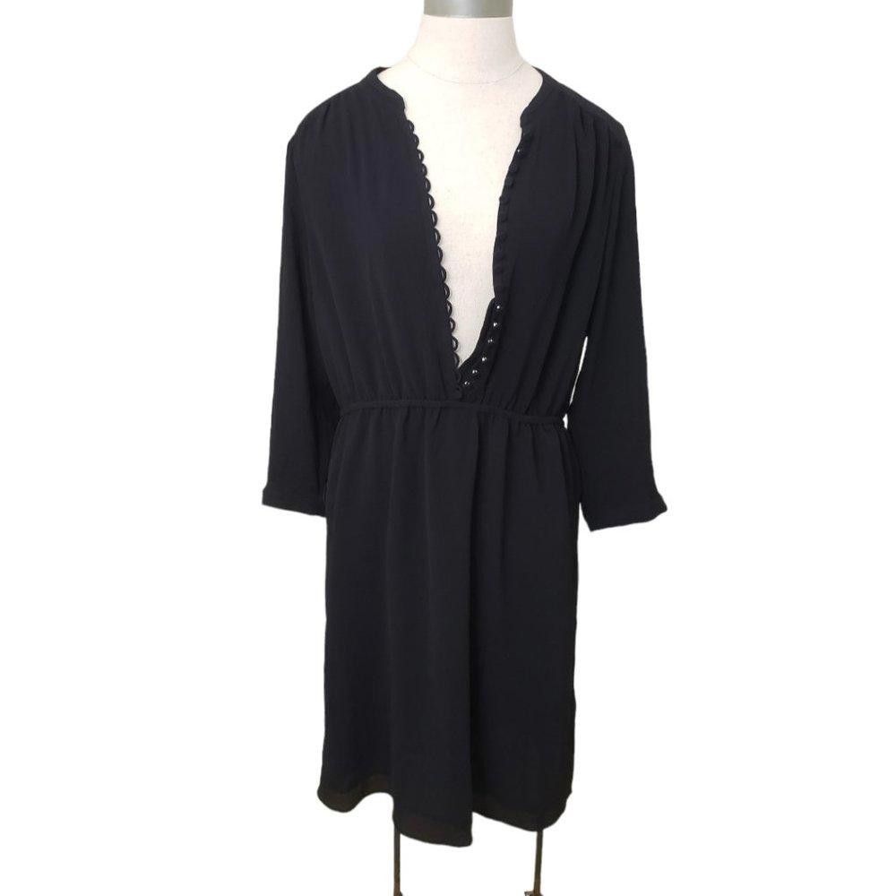 H&M CT422 H & M NWT Black Long Sleeve Button Front Dress 12 Size XL / US 12-14 / IT 48-50 - 1 Thumbnail
