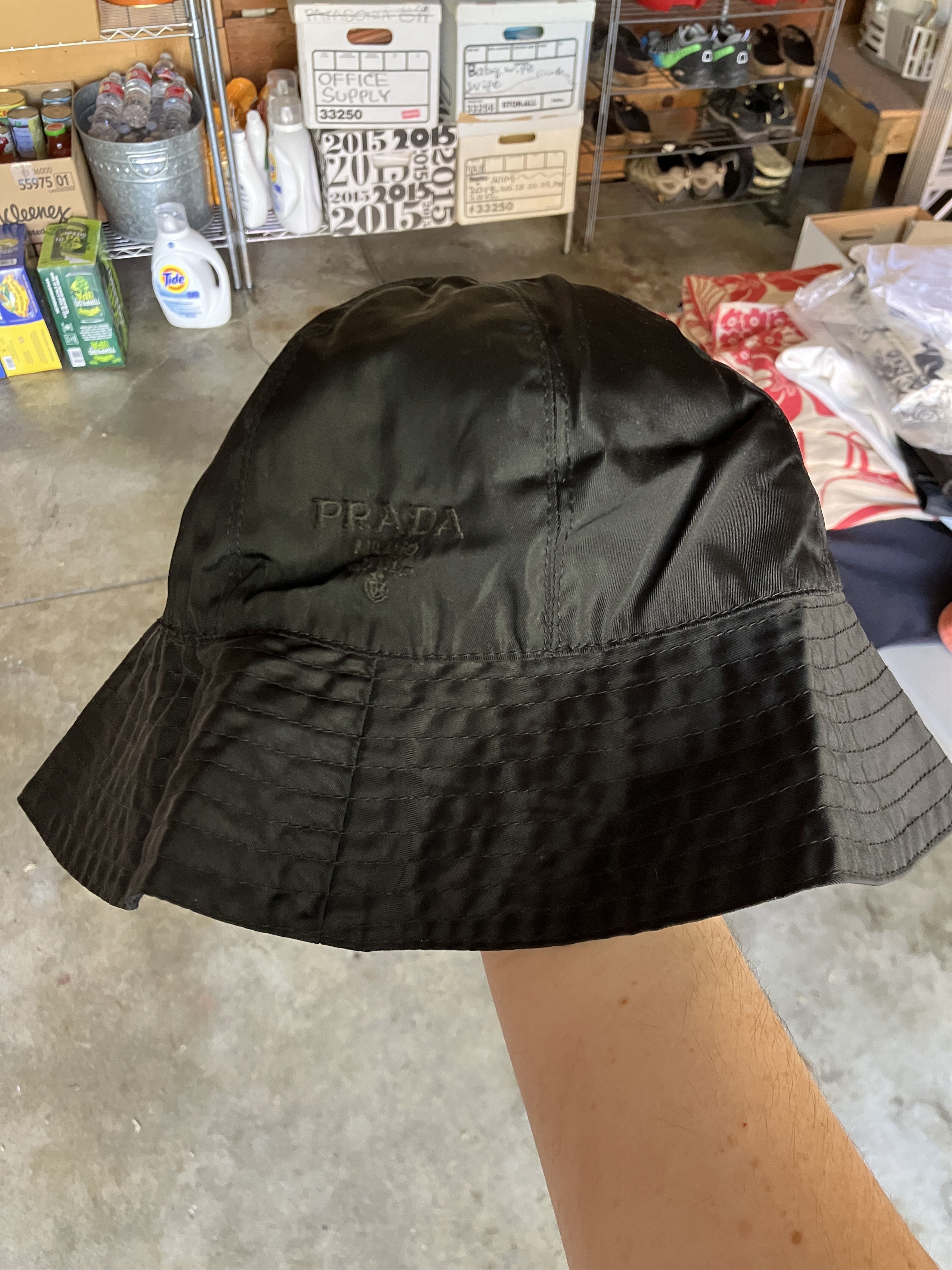 Prada 90s Prada Crest Logo Nylon Bucket Hat Size ONE SIZE - 1 Thumbnail