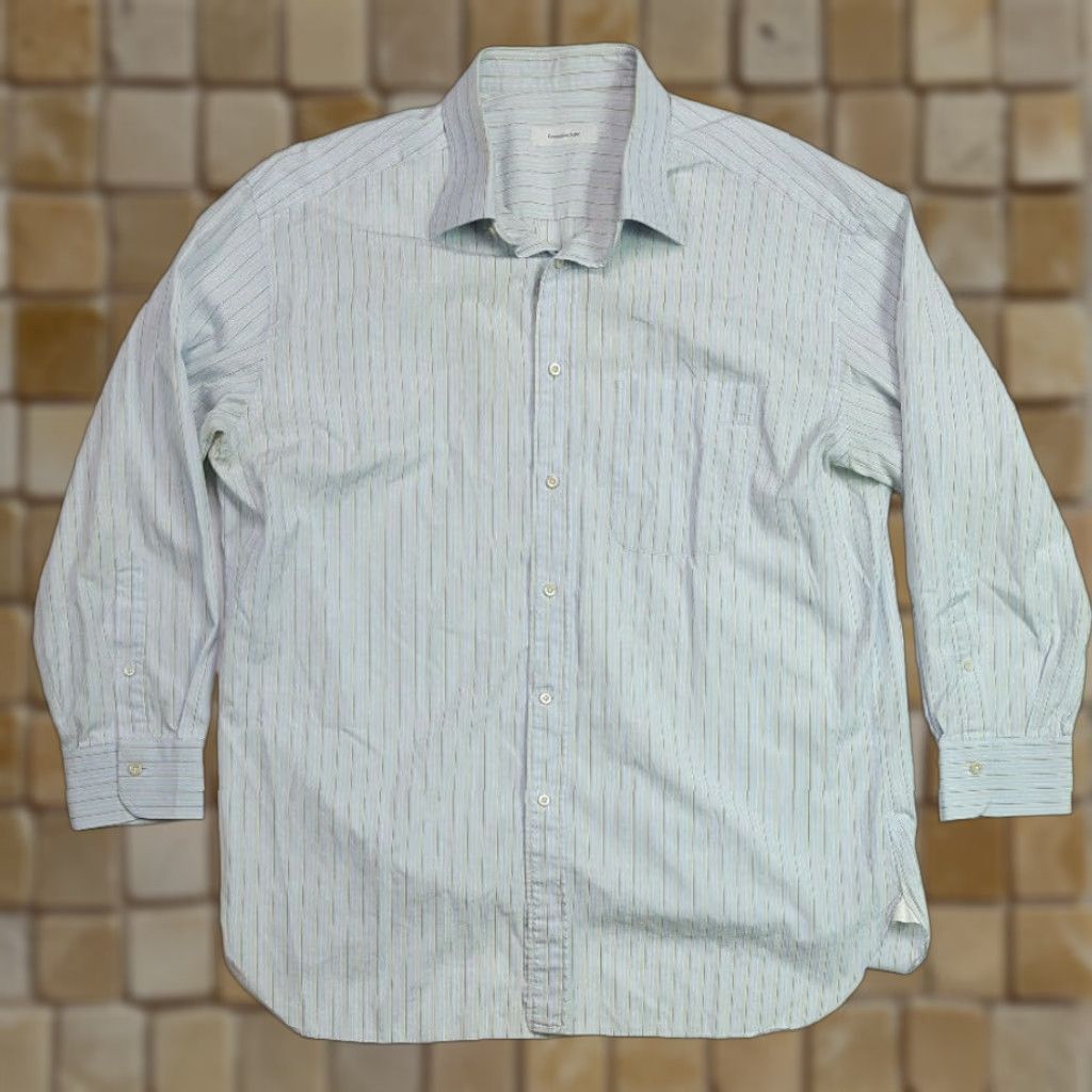 Ermenegildo Zegna VINTAGE Ermenegildo Zegna Button-Front Shirt Striped Shirt Long Sleeve Men L Blue Retro Outdoor 90s Size US L / EU 52-54 / 3 - 1 Thumbnail