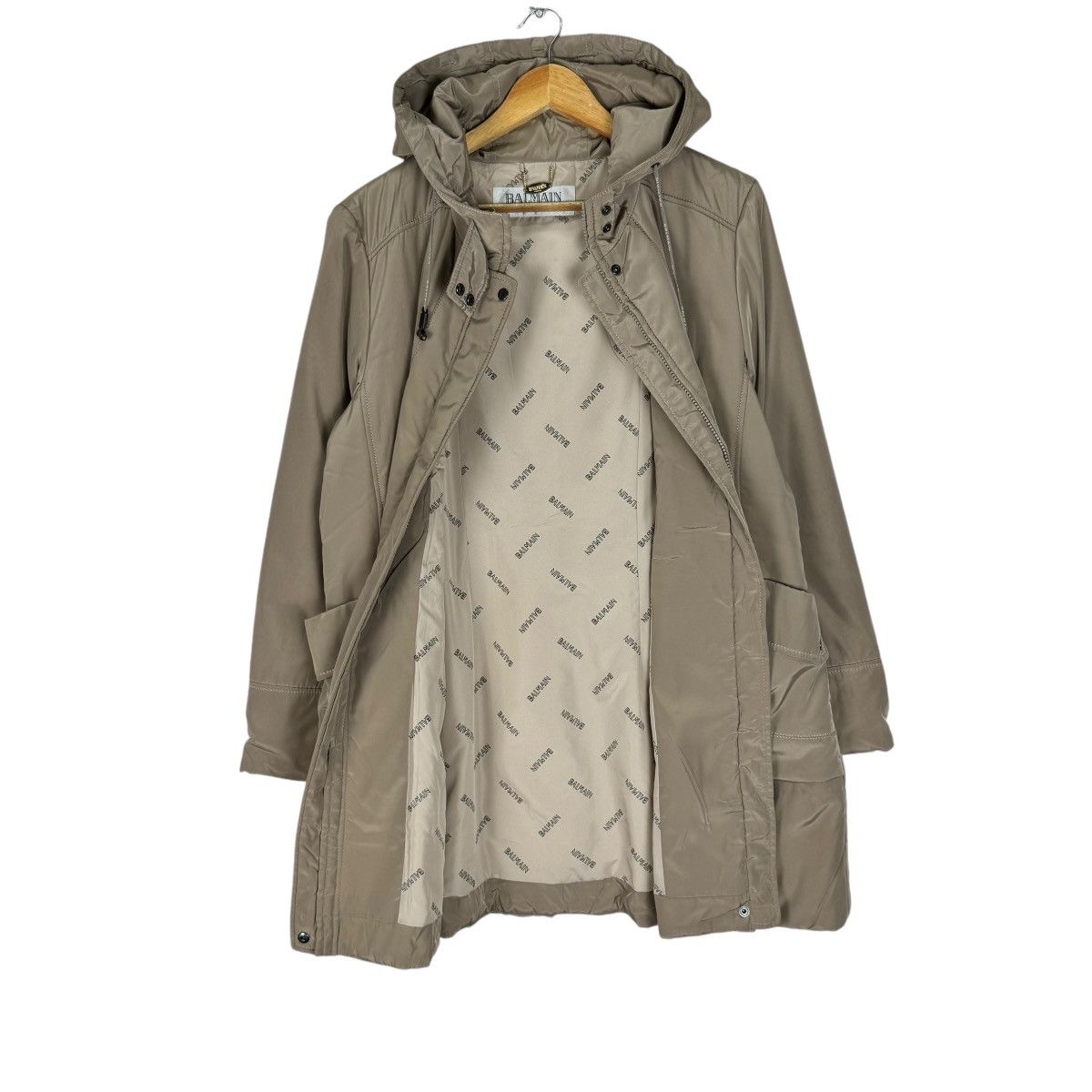 Balmain 🌟BALMAIN HOODIE MONOGRAM INSIDE LONG COAT JACKET Size L / US 10 / IT 46 - 9 Thumbnail
