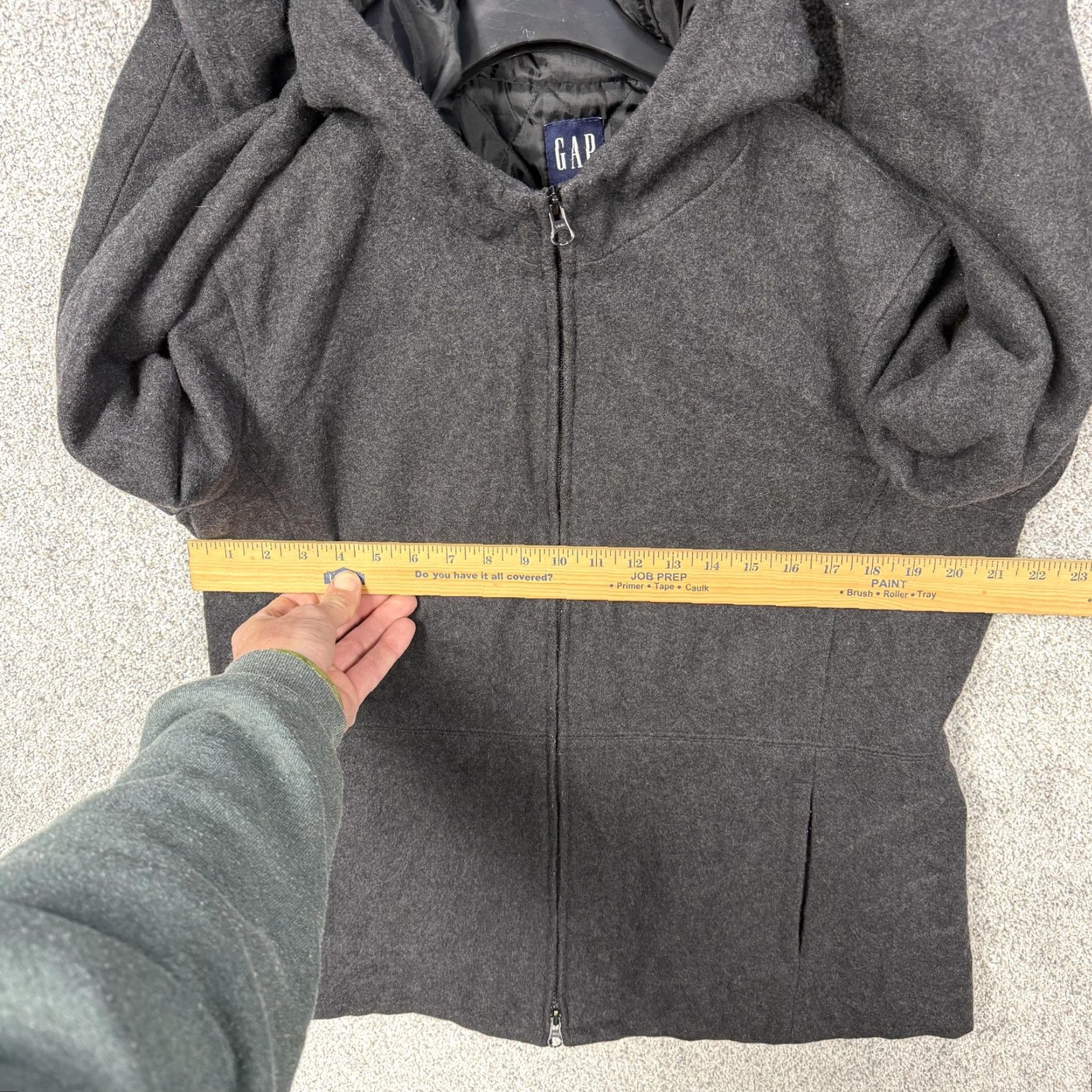 Gap VINTAGE Gap Jacket Mens Large Gray Wool Hooded Parka Full Zip Quilted Lined Padded Pockets 00s Size US L / EU 52-54 / 3 - 3 Thumbnail