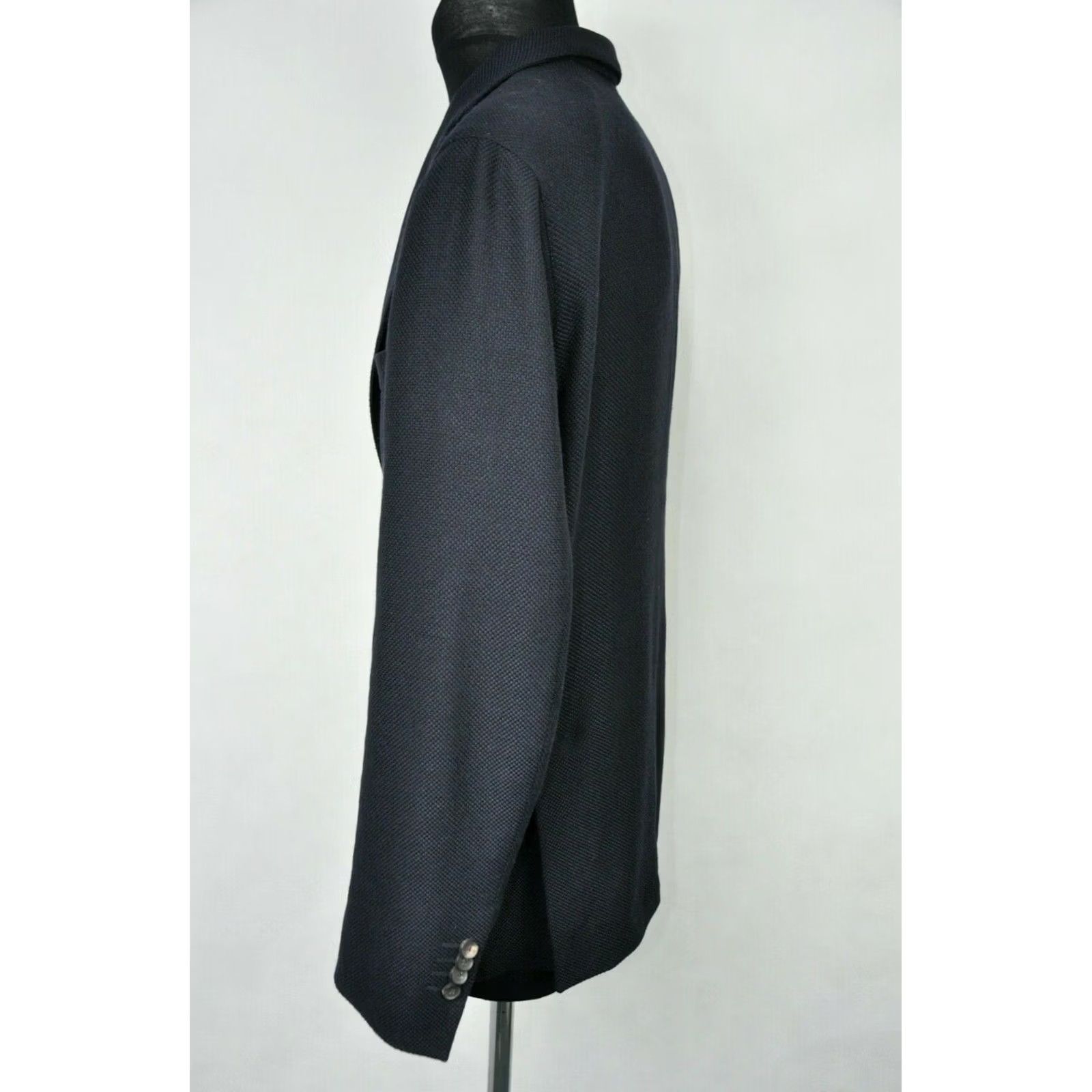 Vintage 0909 FATTO IN ITALY WOOL TEXTURED SPORT BLAZER NAVY BLUE MENS 54-XL? RS Size 54R - 4 Thumbnail