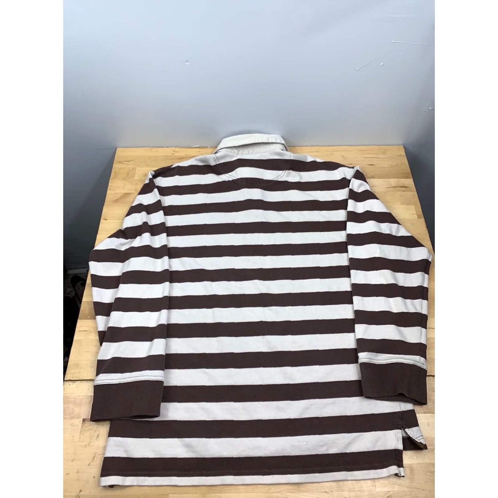 Timberland Timberland Striped Polo Long Sleeve Brown Tan Large Casual Mens Polo Shirt Regular Fit Size US L / EU 52-54 / 3 - 2 Thumbnail