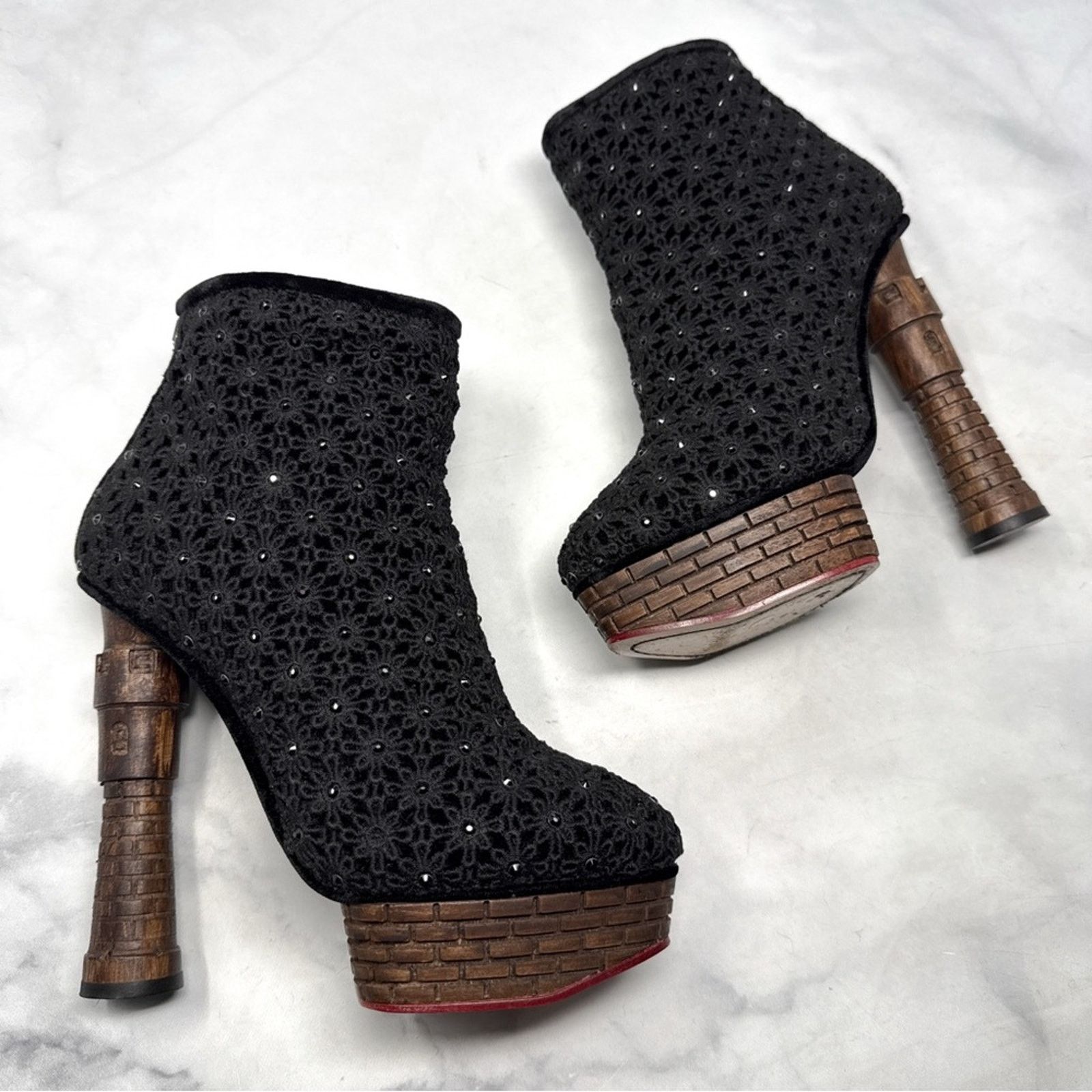 Charlotte Olympia Charlotte Olympia Damsel Castle Tower Crochet Platform Boots Size US 8 / IT 38 - 1 Thumbnail