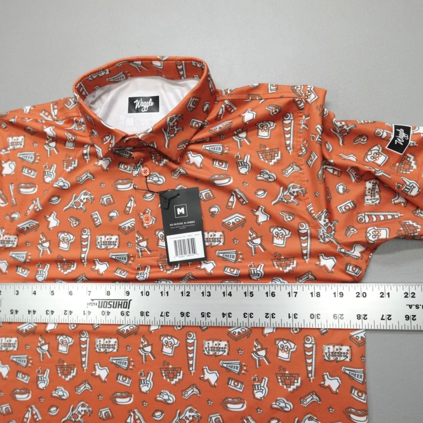 Vintage Waggle Golf Performance Polo Shirt Texas Game Day Men's M Polo Shirt Orange Golf + Texas + Waggle + Men's M Size US M / EU 48-50 / 2 - 6 Thumbnail